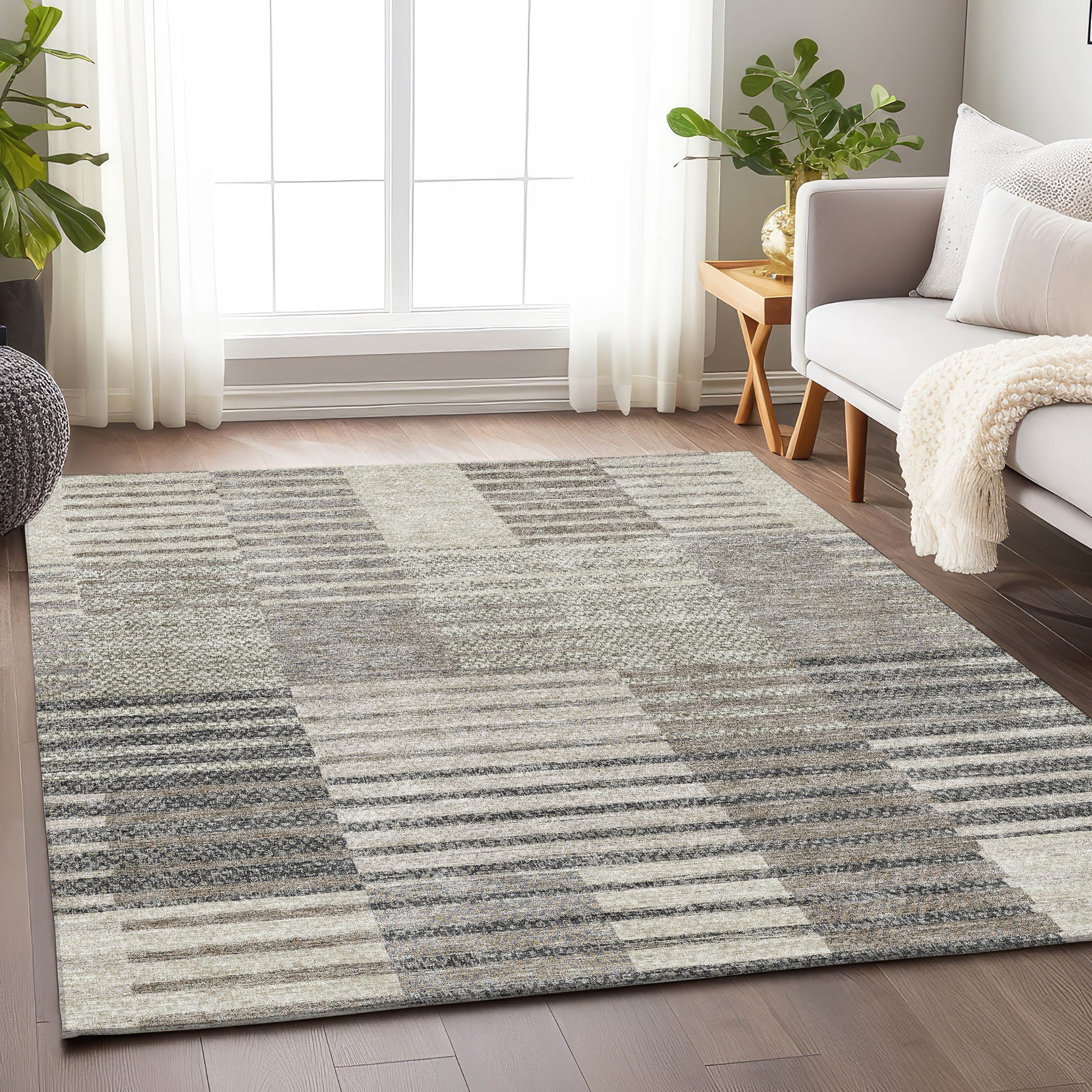 Mostar Machine Washable Transitional Beige Brown Rug 2'6" x 3'10" #shape_Rectangle