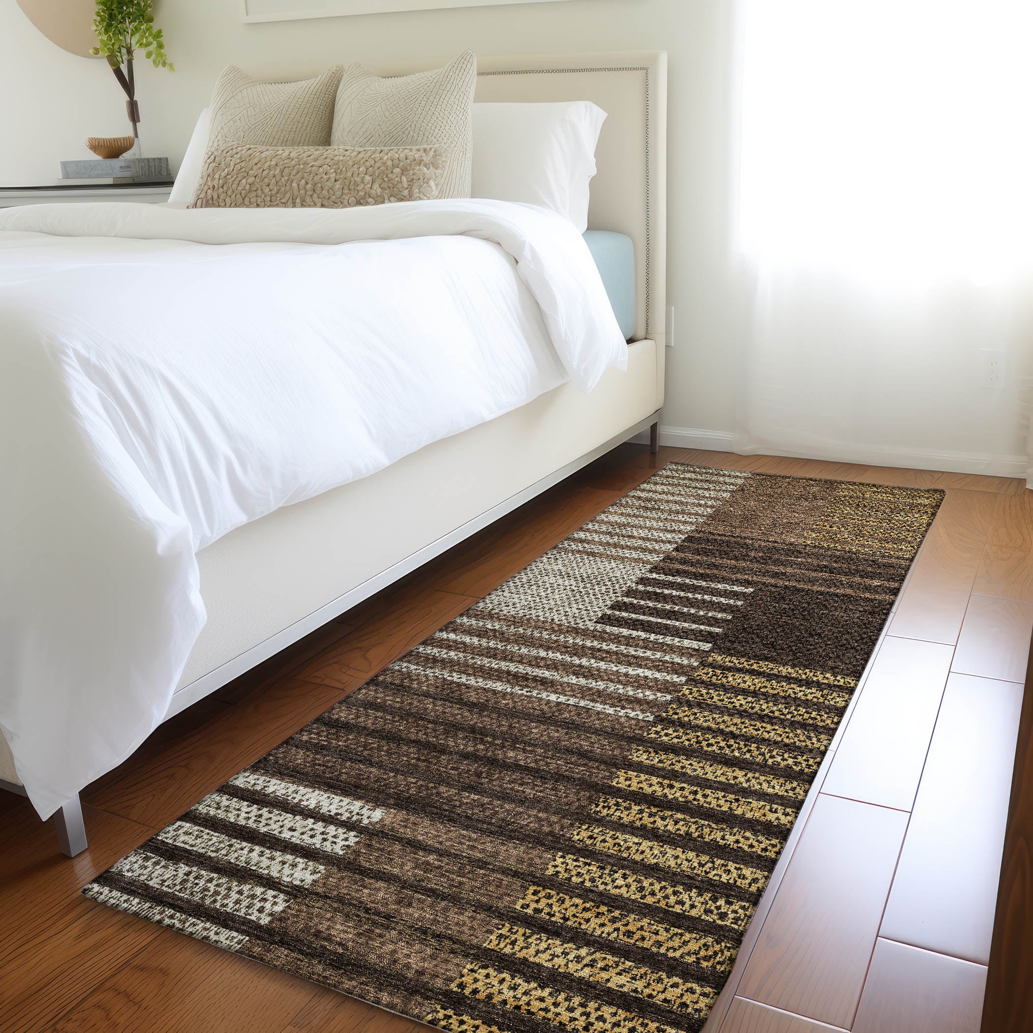 Mostar Machine Washable Transitional Chocolate Brown Rug 2'3" x 7'6" #shape_Runner