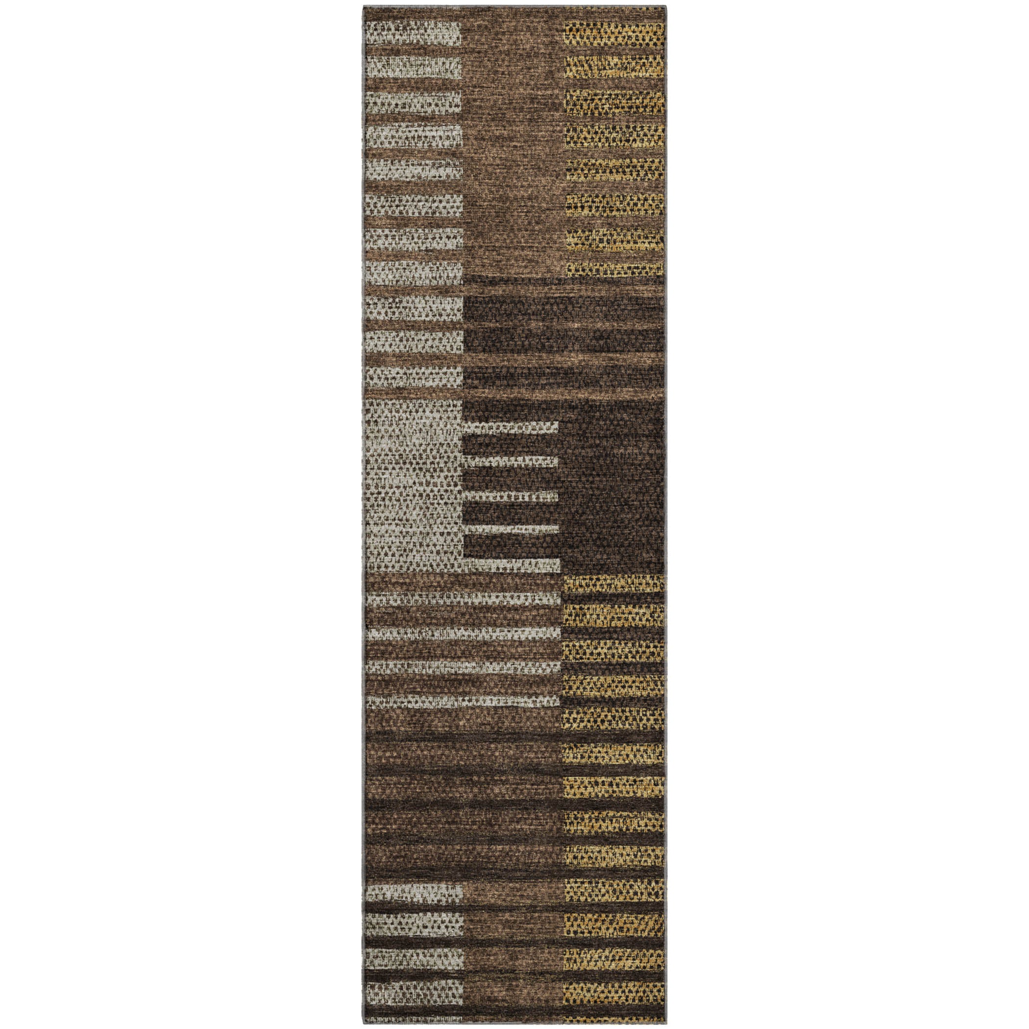 Mostar Machine Washable Transitional Chocolate Brown Rug 2'3" x 7'6" #shape_Runner