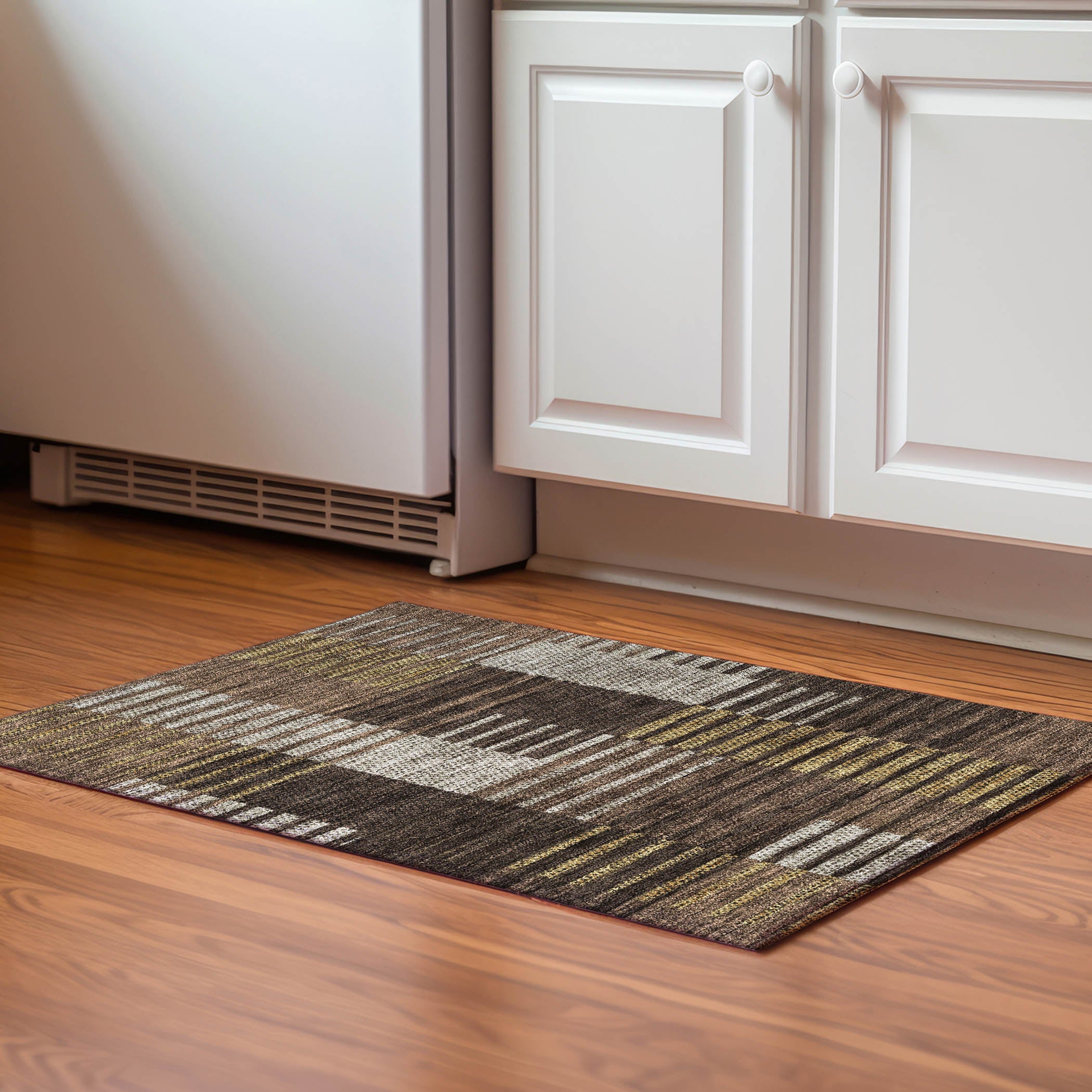 Mostar Machine Washable Transitional Chocolate Brown Rug 1'8" x 2'6" #shape_Rectangle