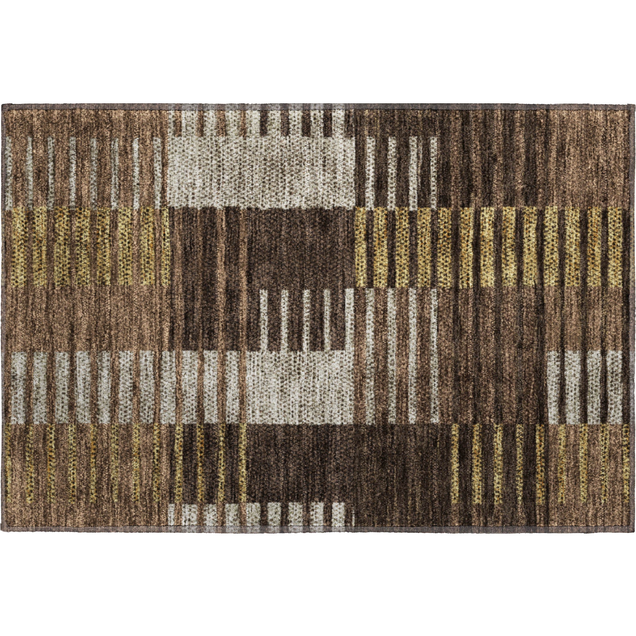 Mostar Machine Washable Transitional Chocolate Brown Rug 1'8" x 2'6" #shape_Rectangle