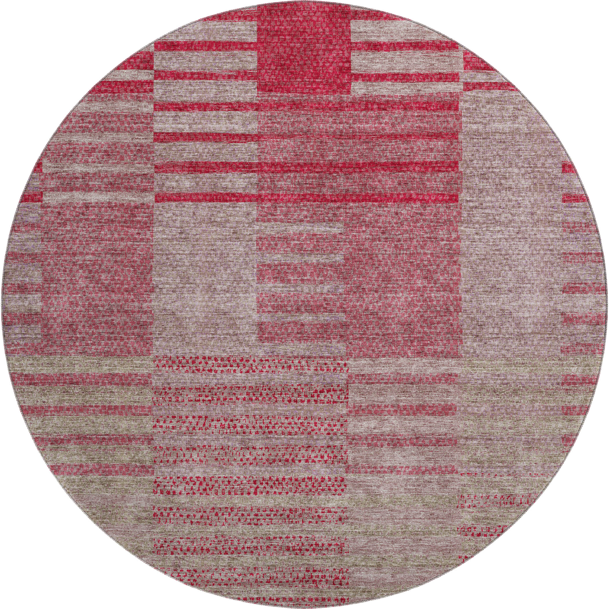 Mostar Machine Washable Transitional Garnet Red Rug 8' x 8' #shape_Round