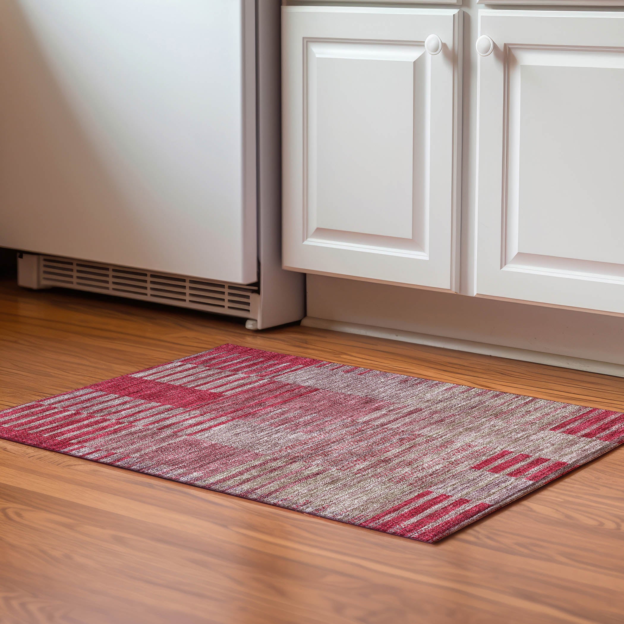 Mostar Machine Washable Transitional Garnet Red Rug 1'8" x 2'6" #shape_Rectangle