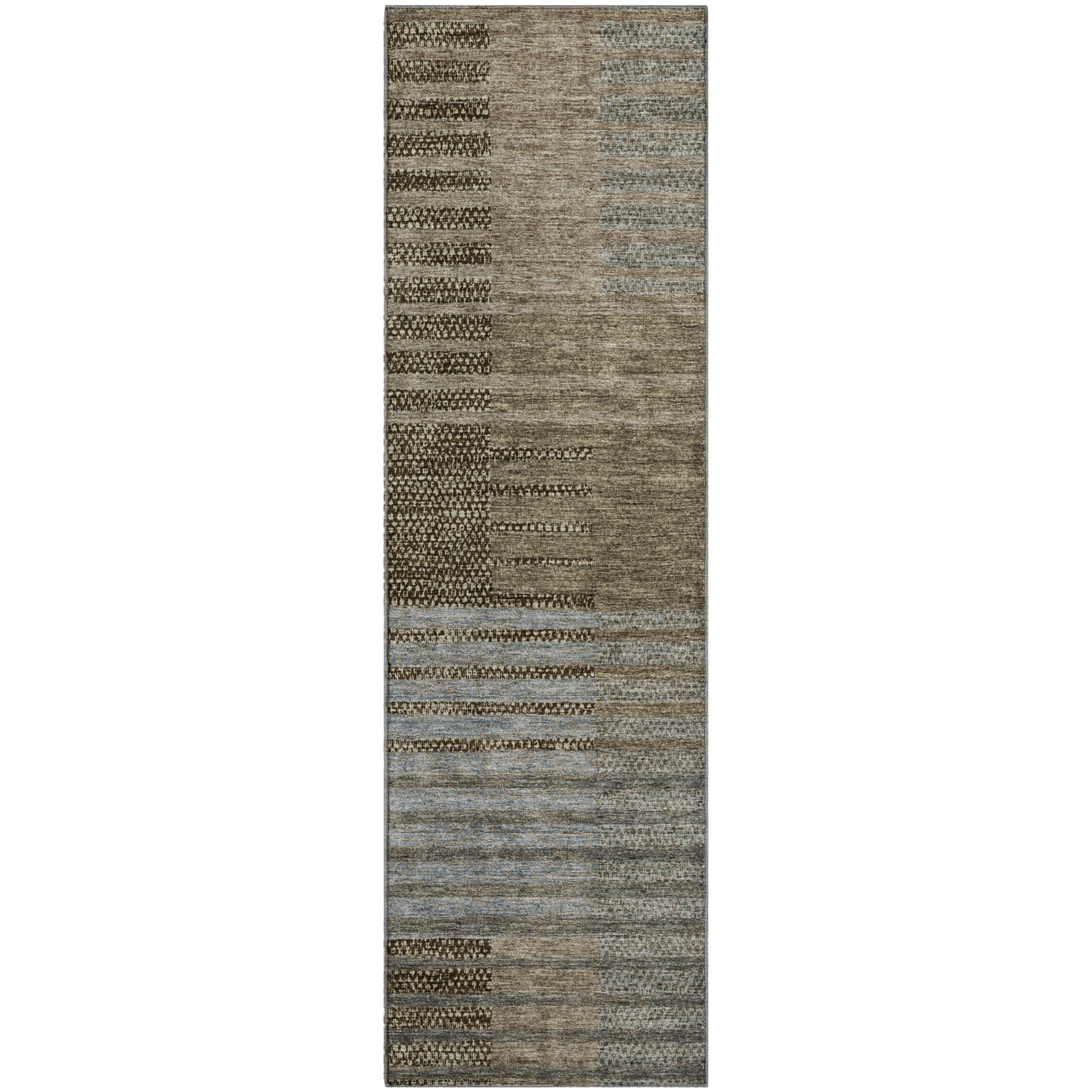 Mostar Machine Washable Transitional Taupe Brown Rug 2'3" x 7'6" #shape_Runner