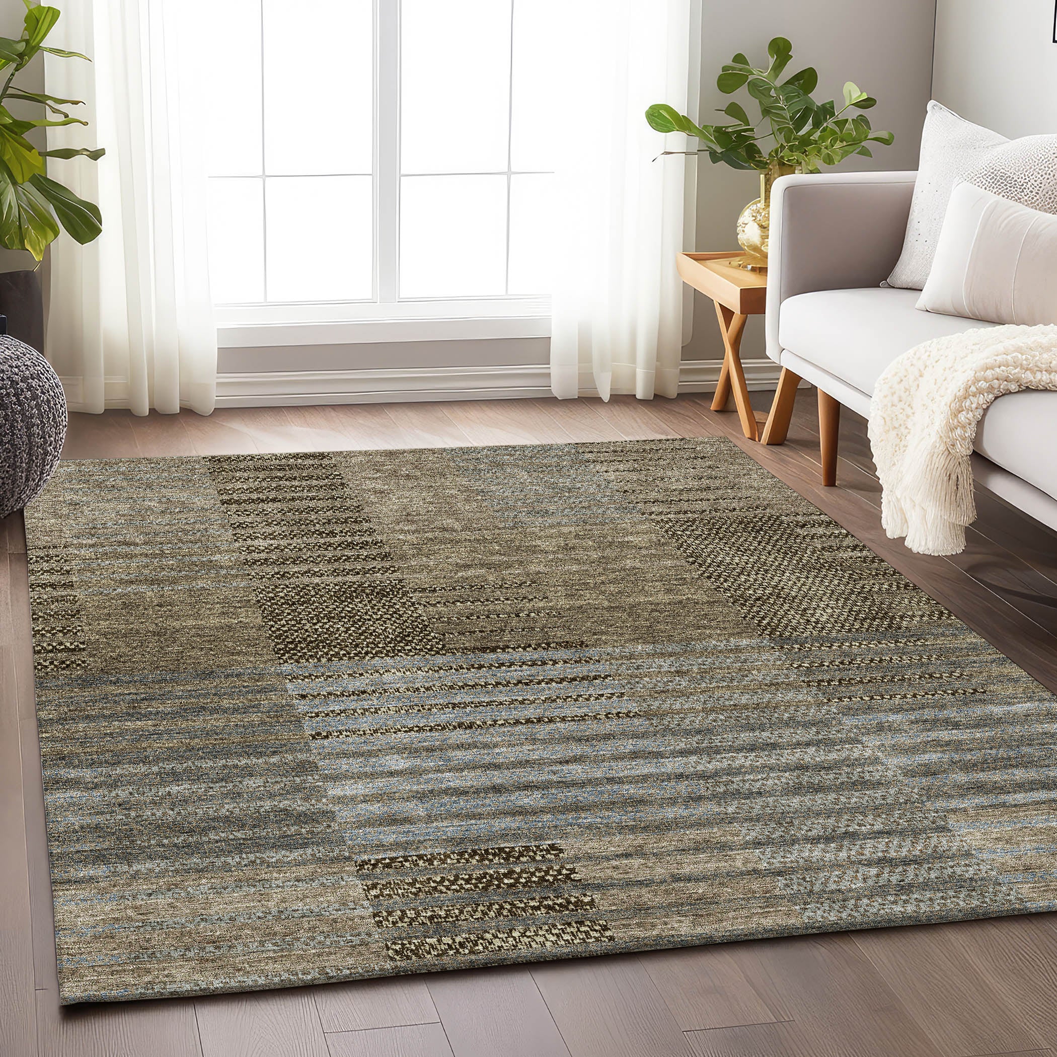 Mostar Machine Washable Transitional Taupe Brown Rug 2'6" x 3'10" #shape_Rectangle