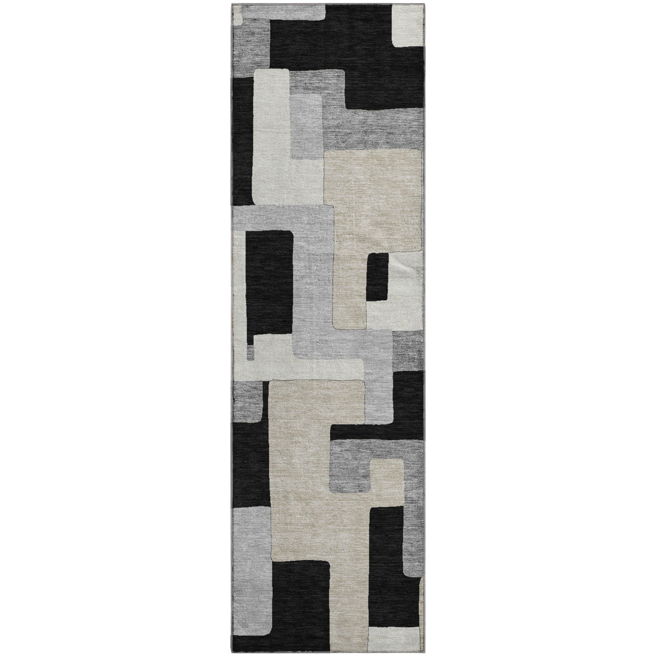 Salzburg Machine Washable Transitional Black Rug 2'3" x 7'6" #shape_Runner