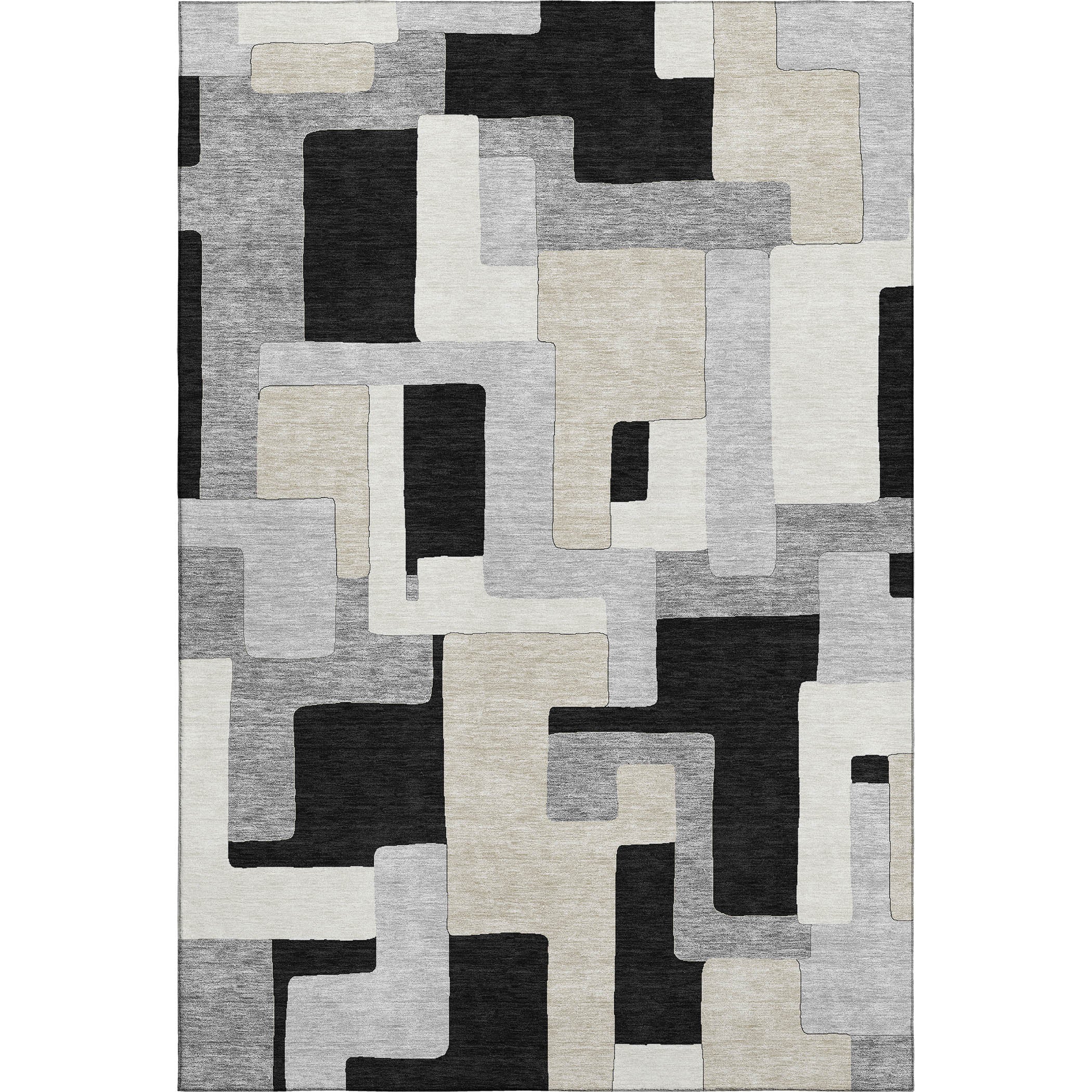 Salzburg Machine Washable Transitional Black Rug 2'6" x 3'10" #shape_Rectangle