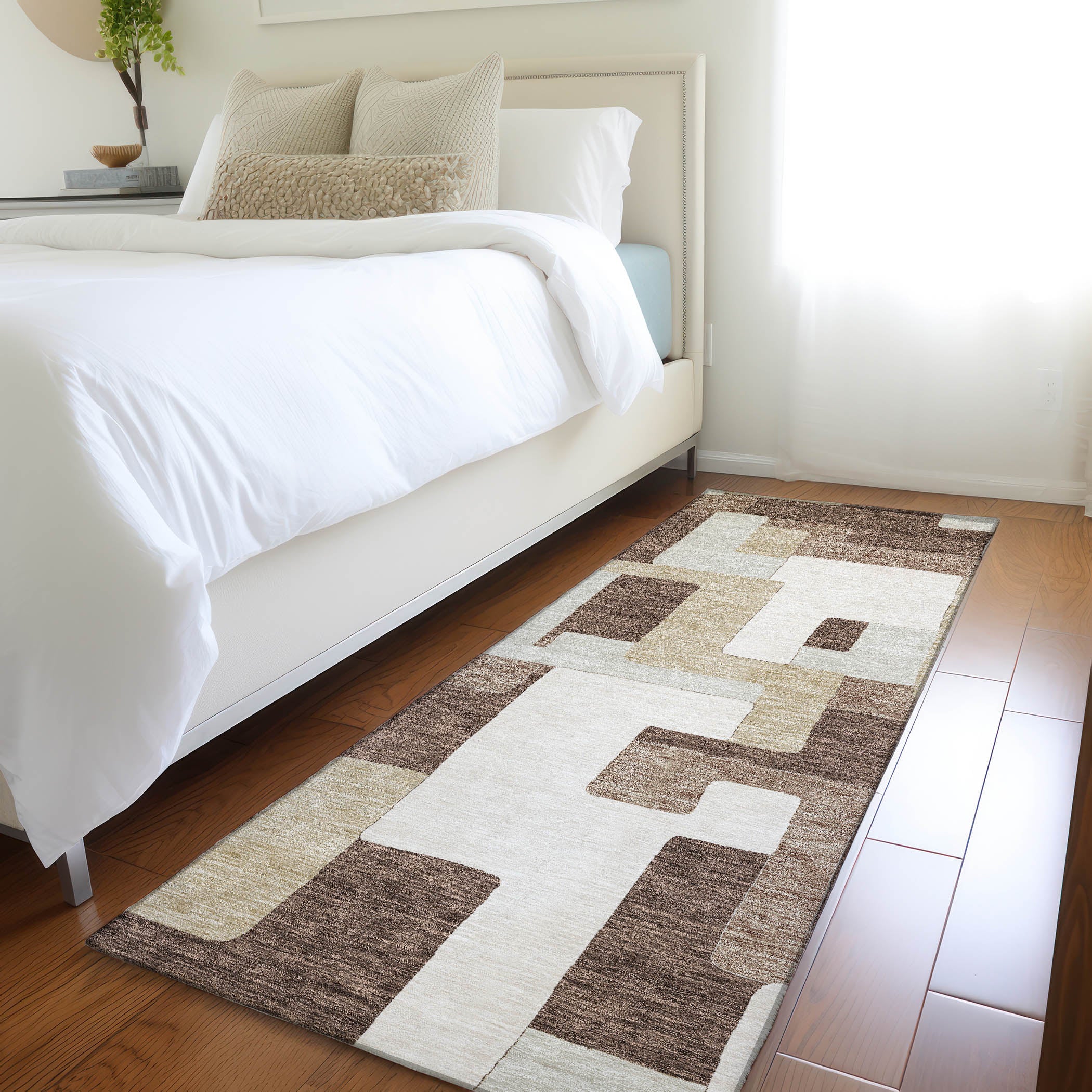 Salzburg Machine Washable Transitional Brown Rug 2'3" x 7'6" #shape_Runner