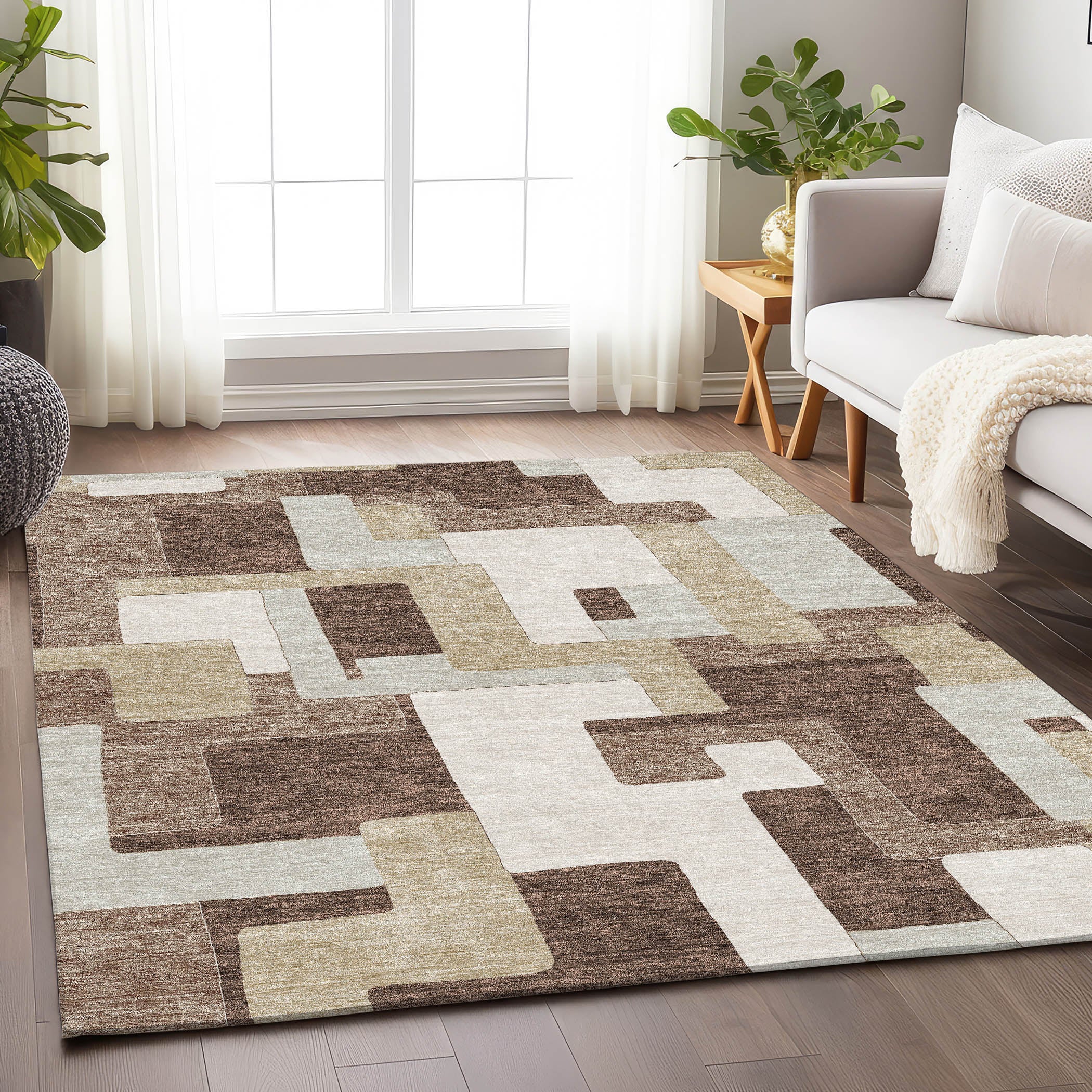 Salzburg Machine Washable Transitional Brown Rug 2'6" x 3'10" #shape_Rectangle