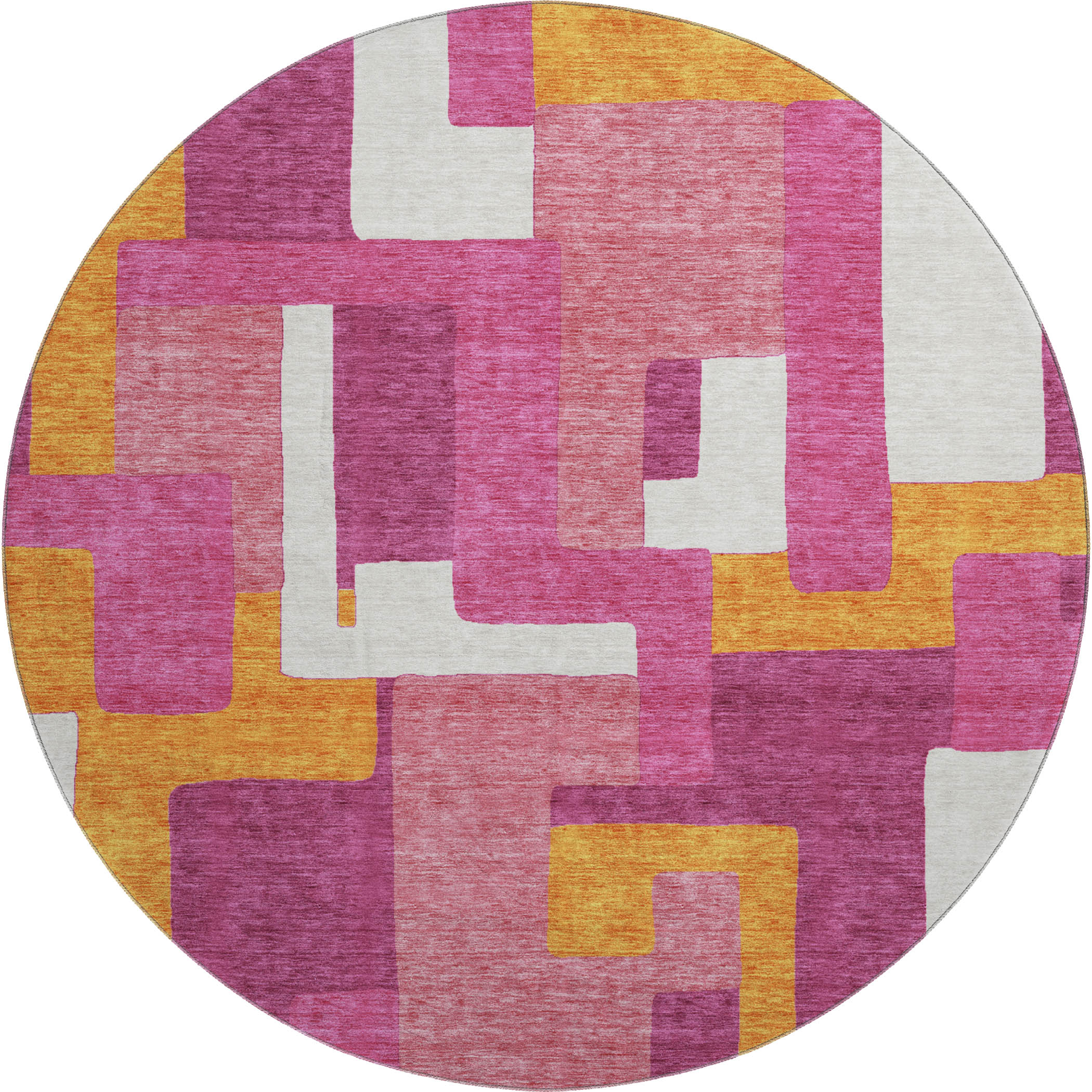 Salzburg Machine Washable Transitional Pink Rug 8' x 8' #shape_Round