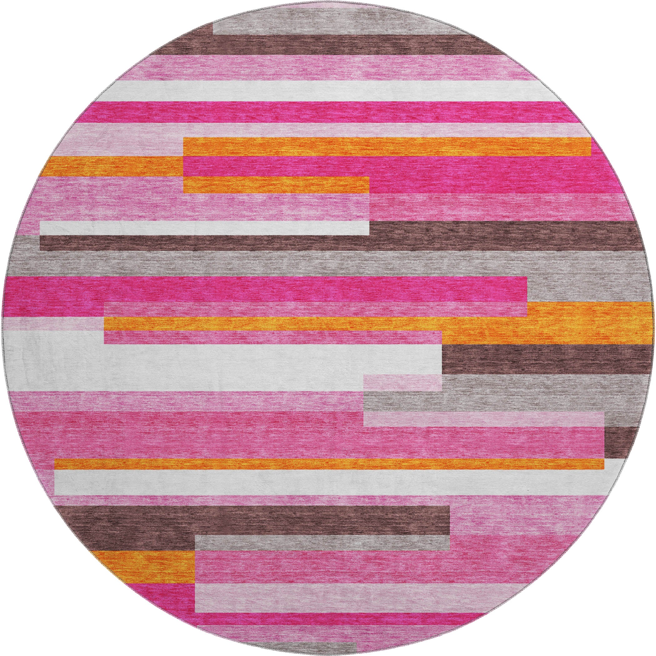 Tallinn Machine Washable Transitional Blush Pink Rug 8' x 8' #shape_Round