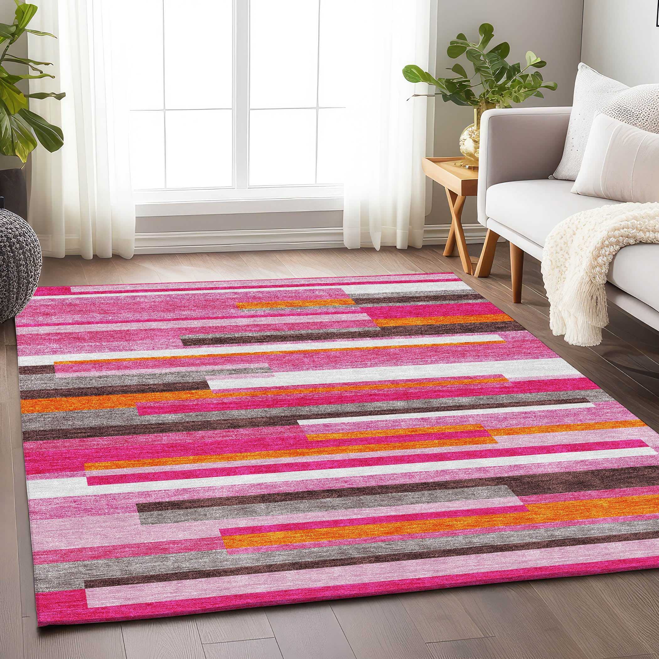 Tallinn Machine Washable Transitional Blush Pink Rug 2'6" x 3'10" #shape_Rectangle