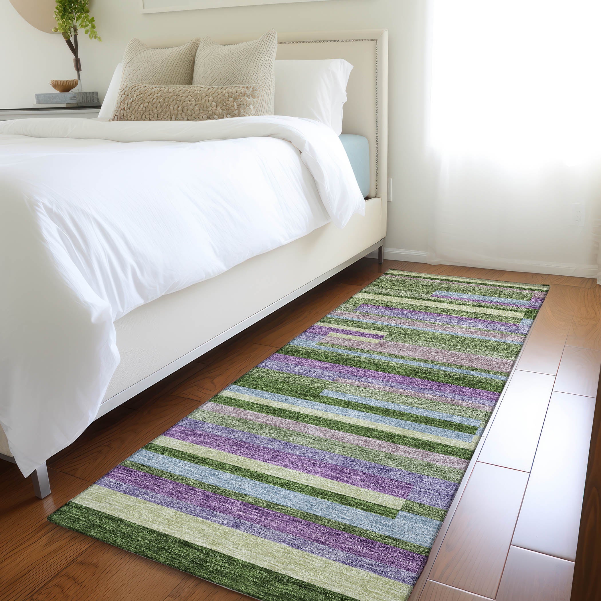 Tallinn Machine Washable Transitional Cactus Green Rug 2'3" x 7'6" #shape_Runner