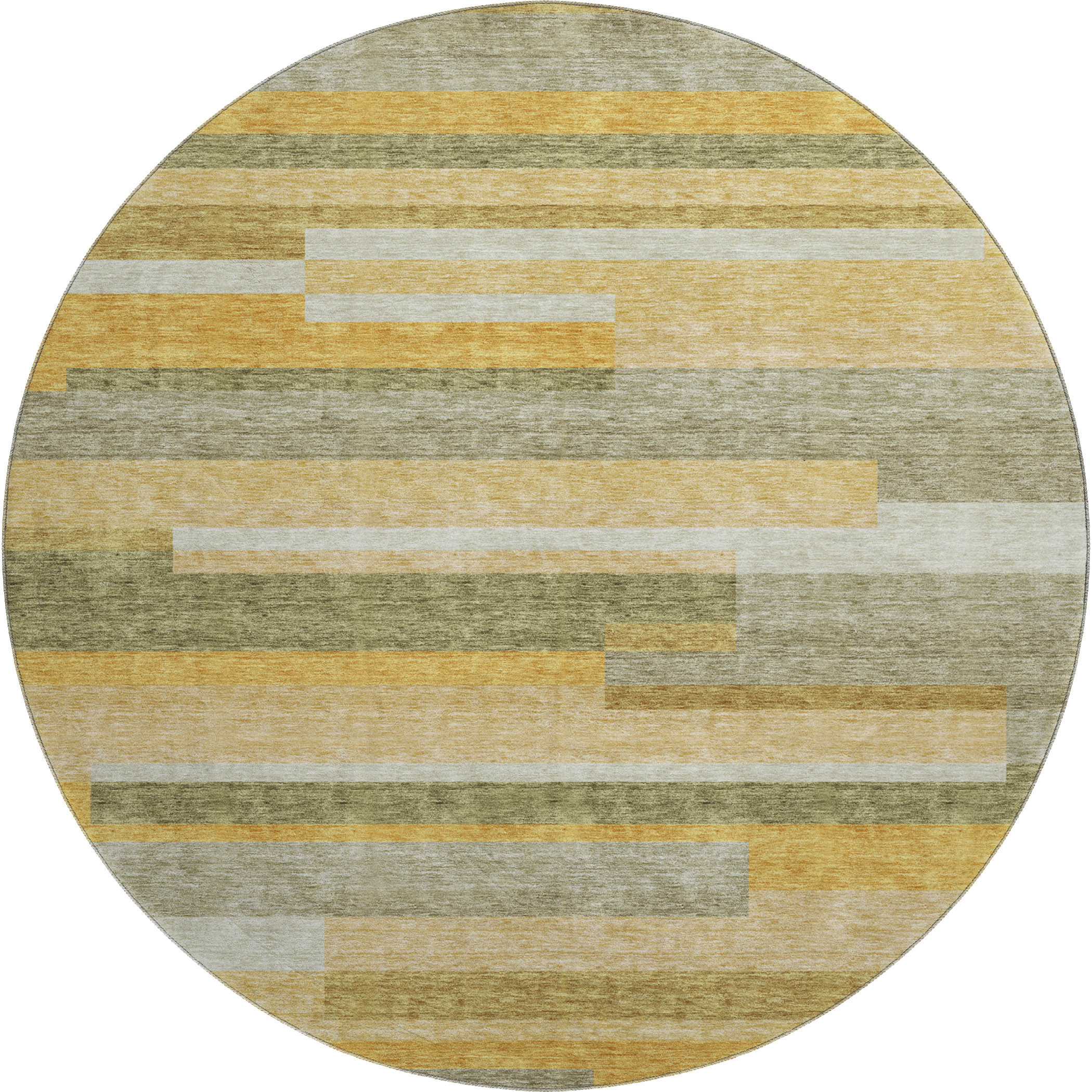 Tallinn Machine Washable Transitional Honey Gold Rug 8' x 8' #shape_Round