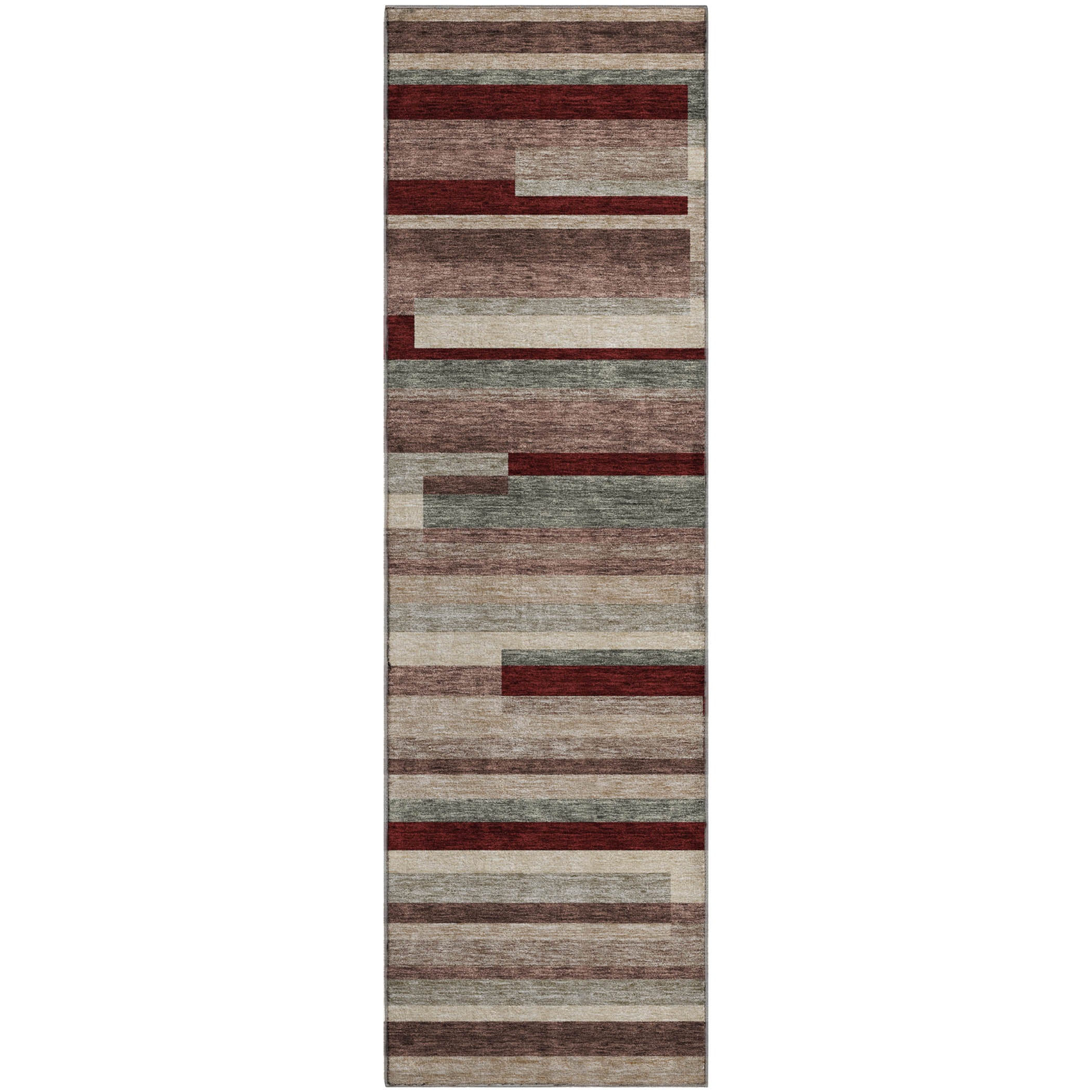 Tallinn Machine Washable Transitional Merlot Red Rug 2'3" x 7'6" #shape_Runner