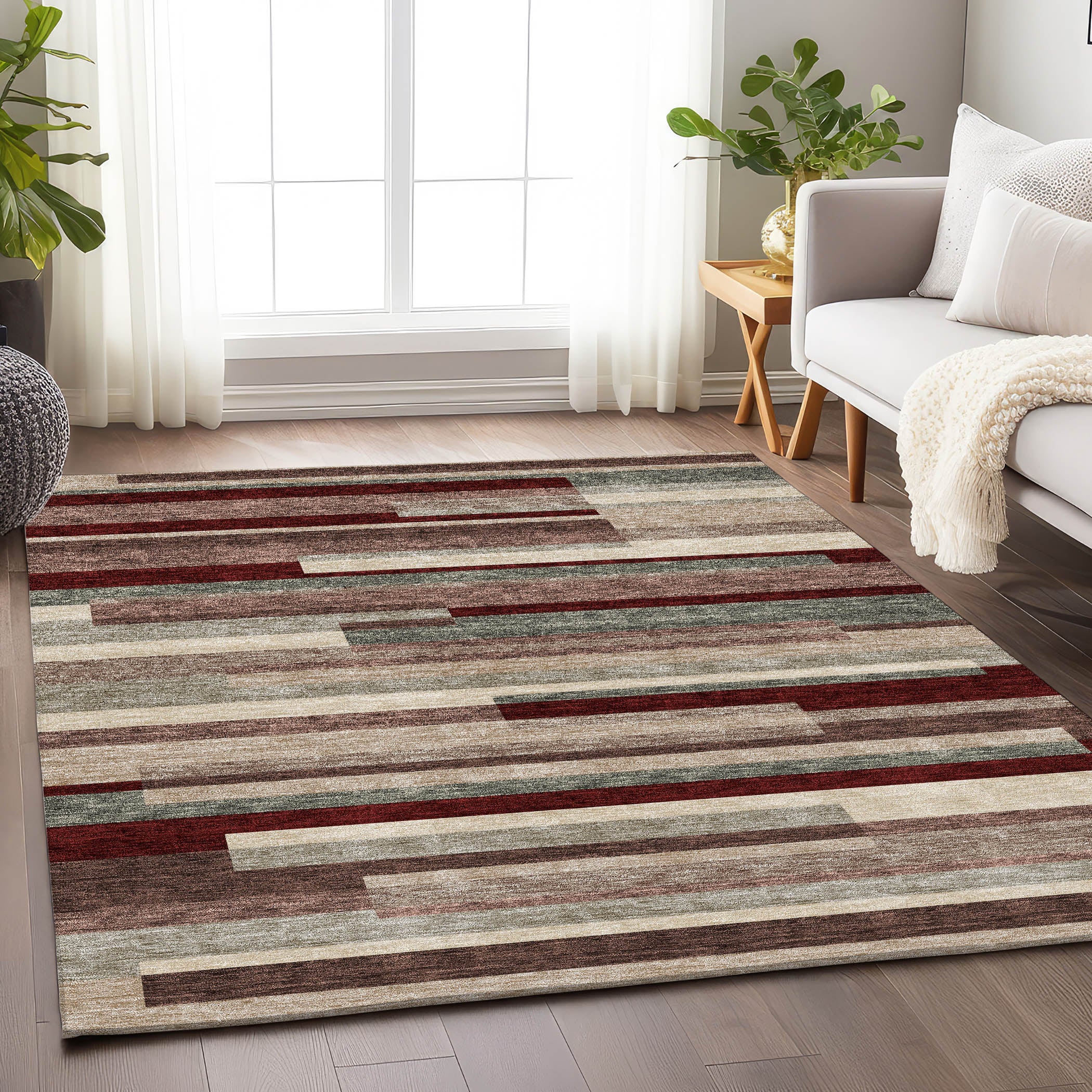 Tallinn Machine Washable Transitional Merlot Red Rug 2'6" x 3'10" #shape_Rectangle