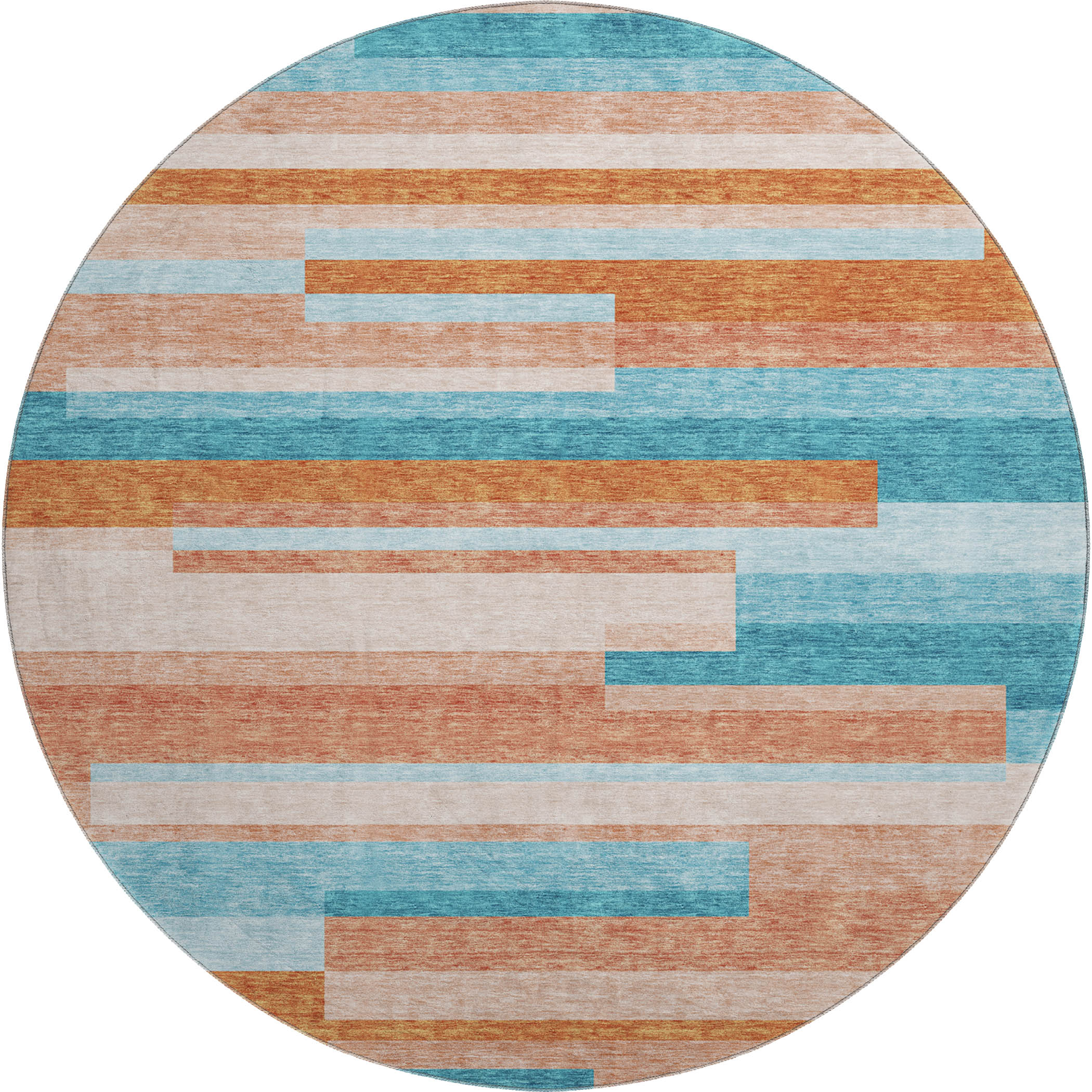 Tallinn Machine Washable Transitional Orange Rug 8' x 8' #shape_Round