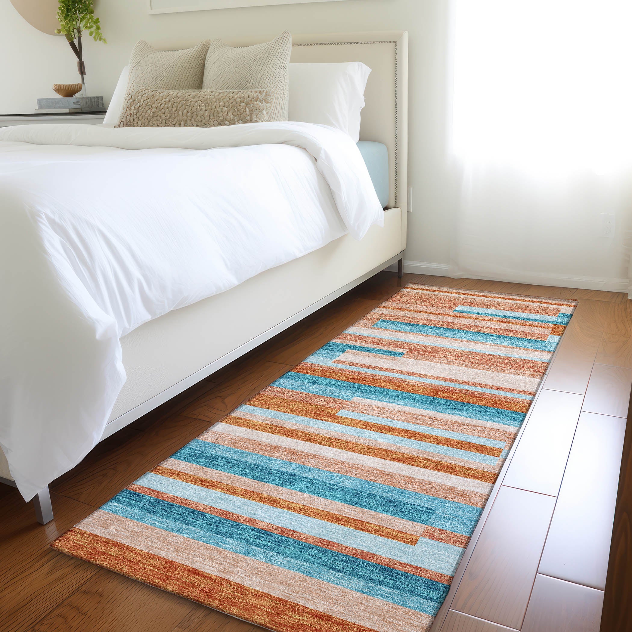 Tallinn Machine Washable Transitional Orange Rug 2'3" x 7'6" #shape_Runner