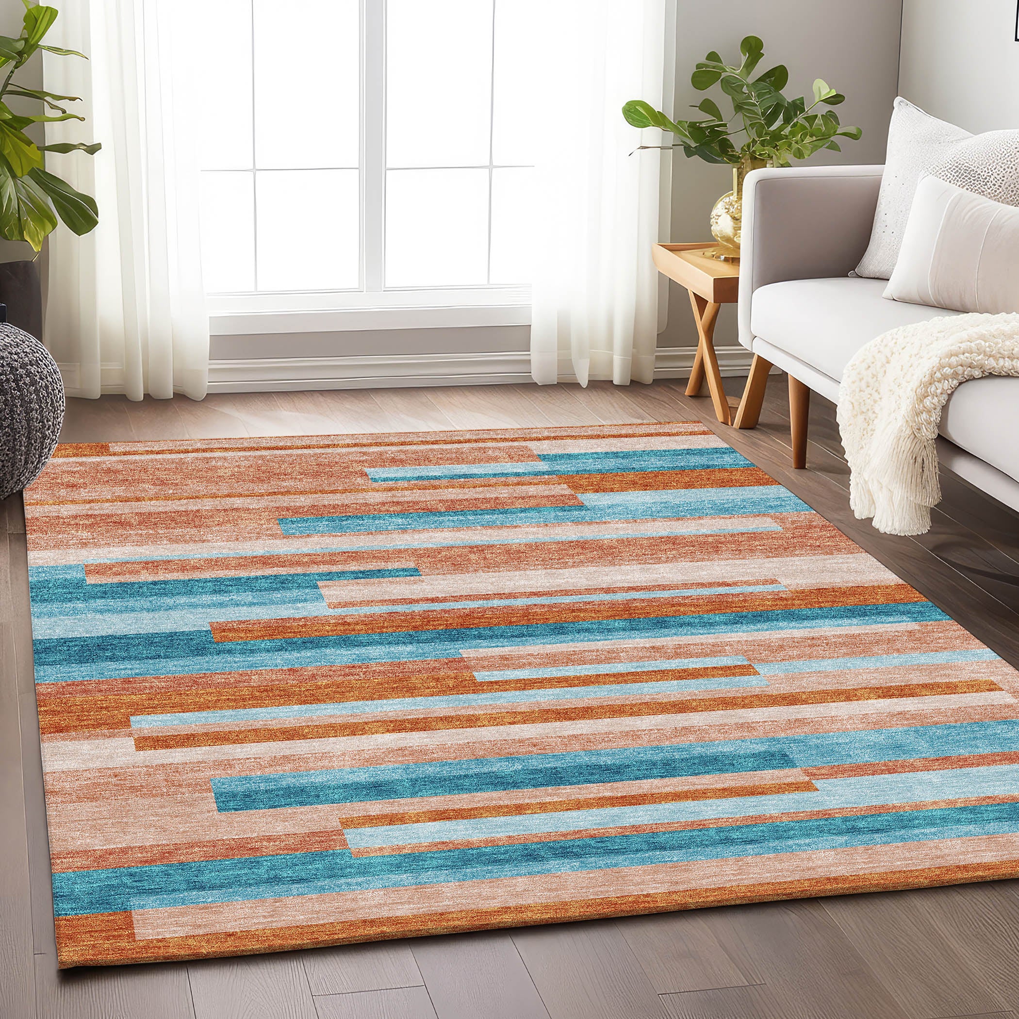 Tallinn Machine Washable Transitional Orange Rug 2'6" x 3'10" #shape_Rectangle