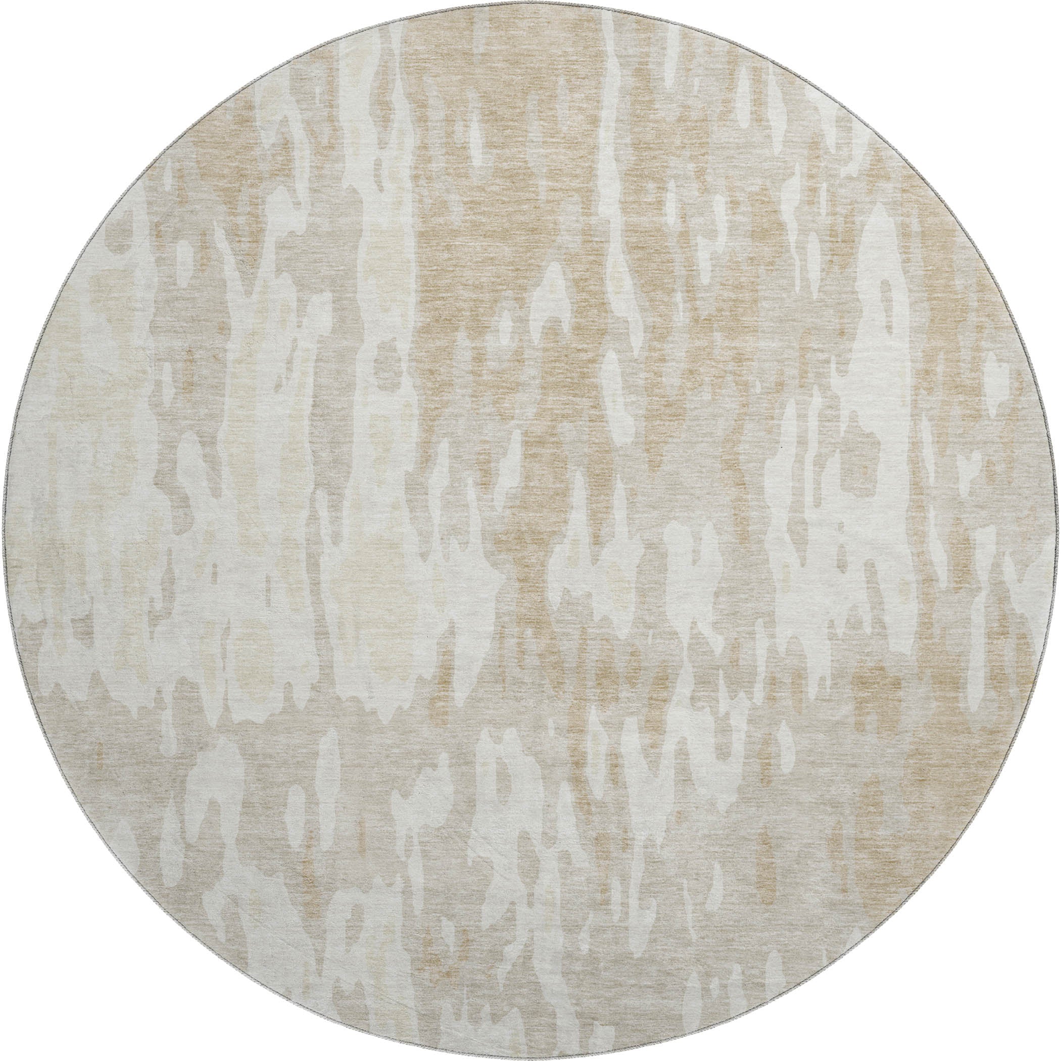 Seoul Machine Washable Transitional Beige Brown Rug 8' x 8' #shape_Round
