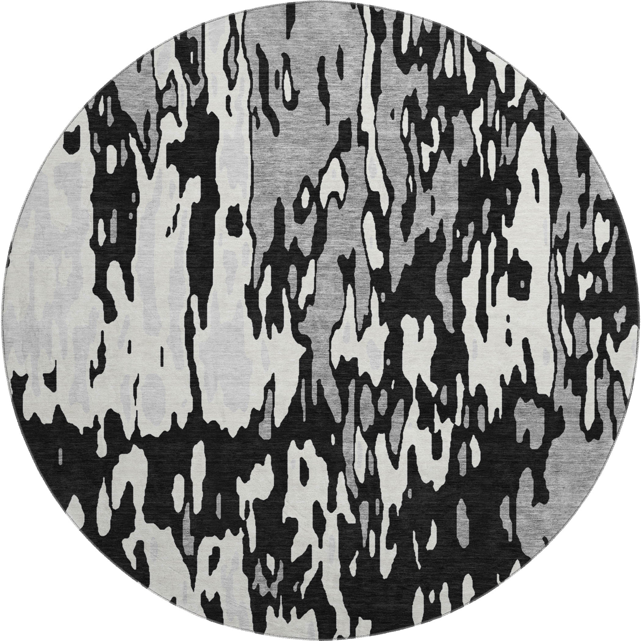Seoul Machine Washable Transitional Black Rug 8' x 8' #shape_Round