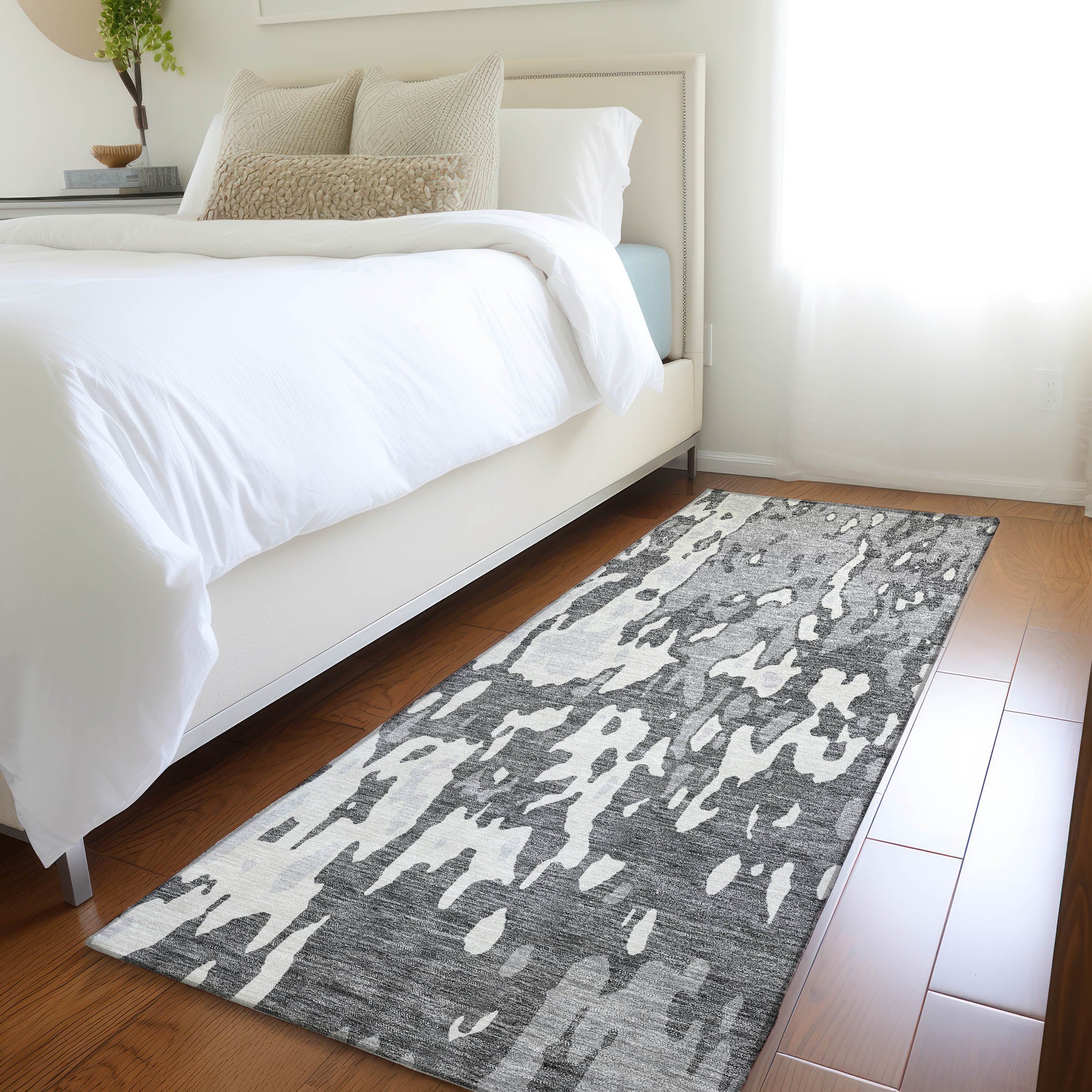 Seoul Machine Washable Transitional Gray Rug 2'3" x 7'6" #shape_Runner