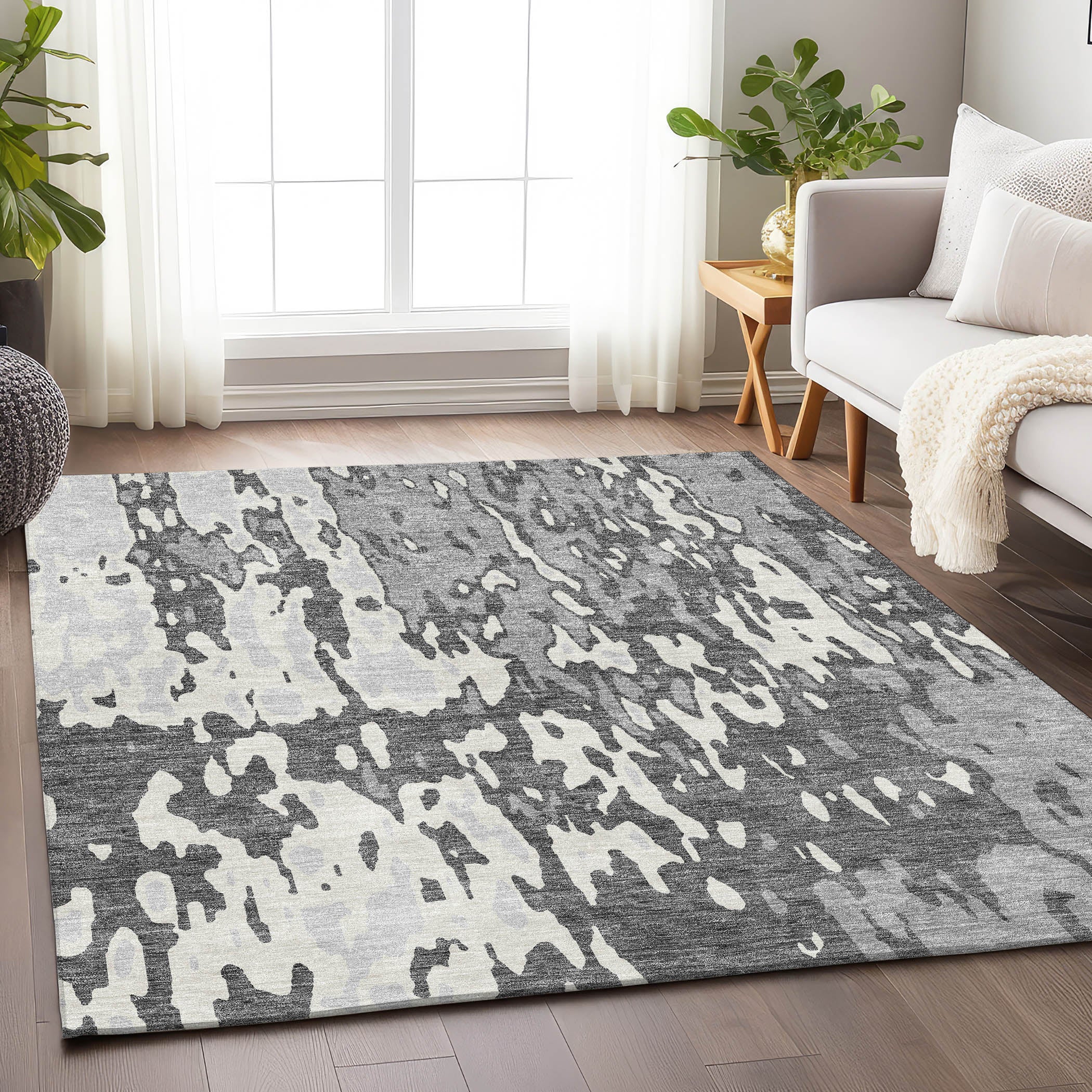 Seoul Machine Washable Transitional Gray Rug 2'6" x 3'10" #shape_Rectangle