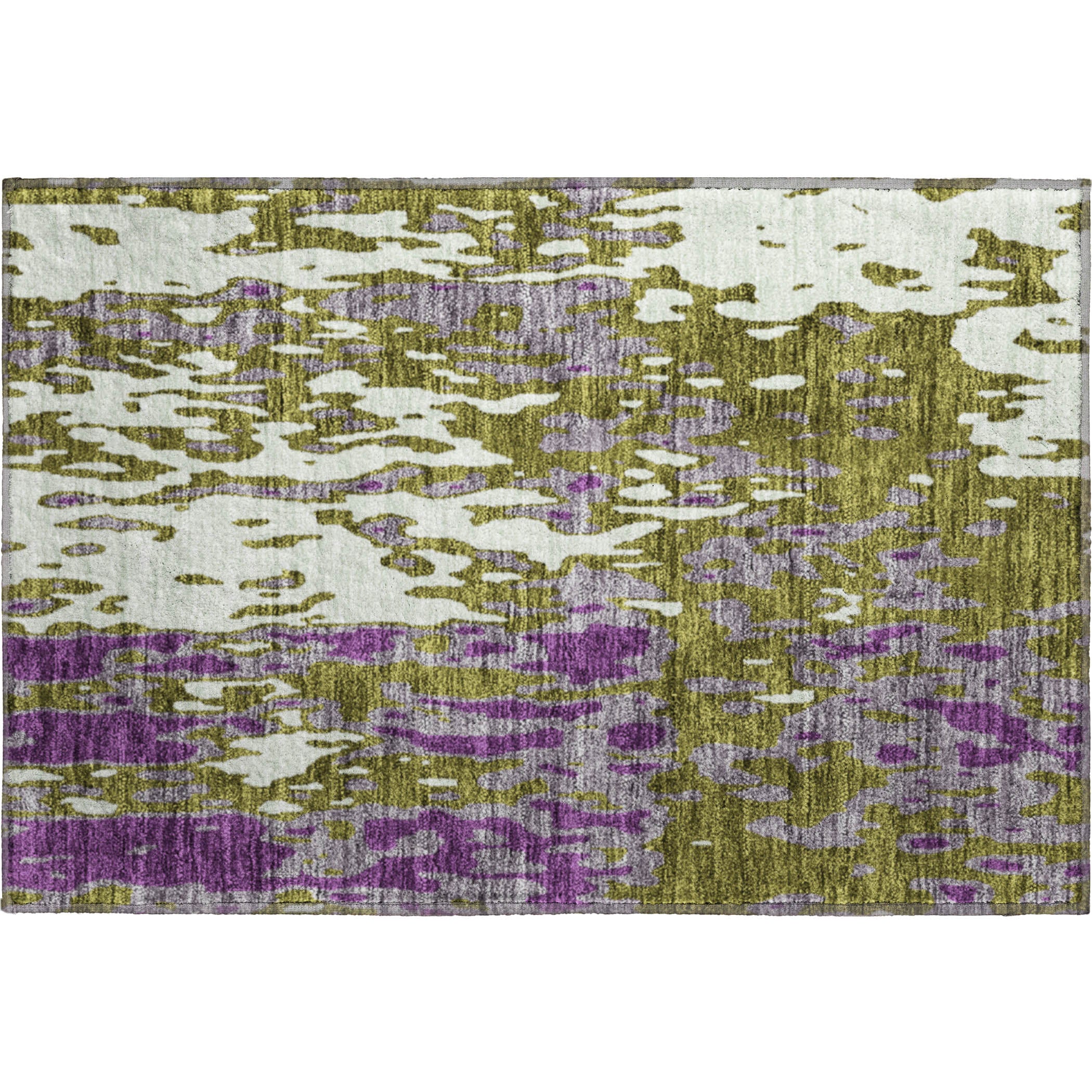 Seoul Machine Washable Transitional Olive Green Rug 1'8" x 2'6" #shape_Rectangle