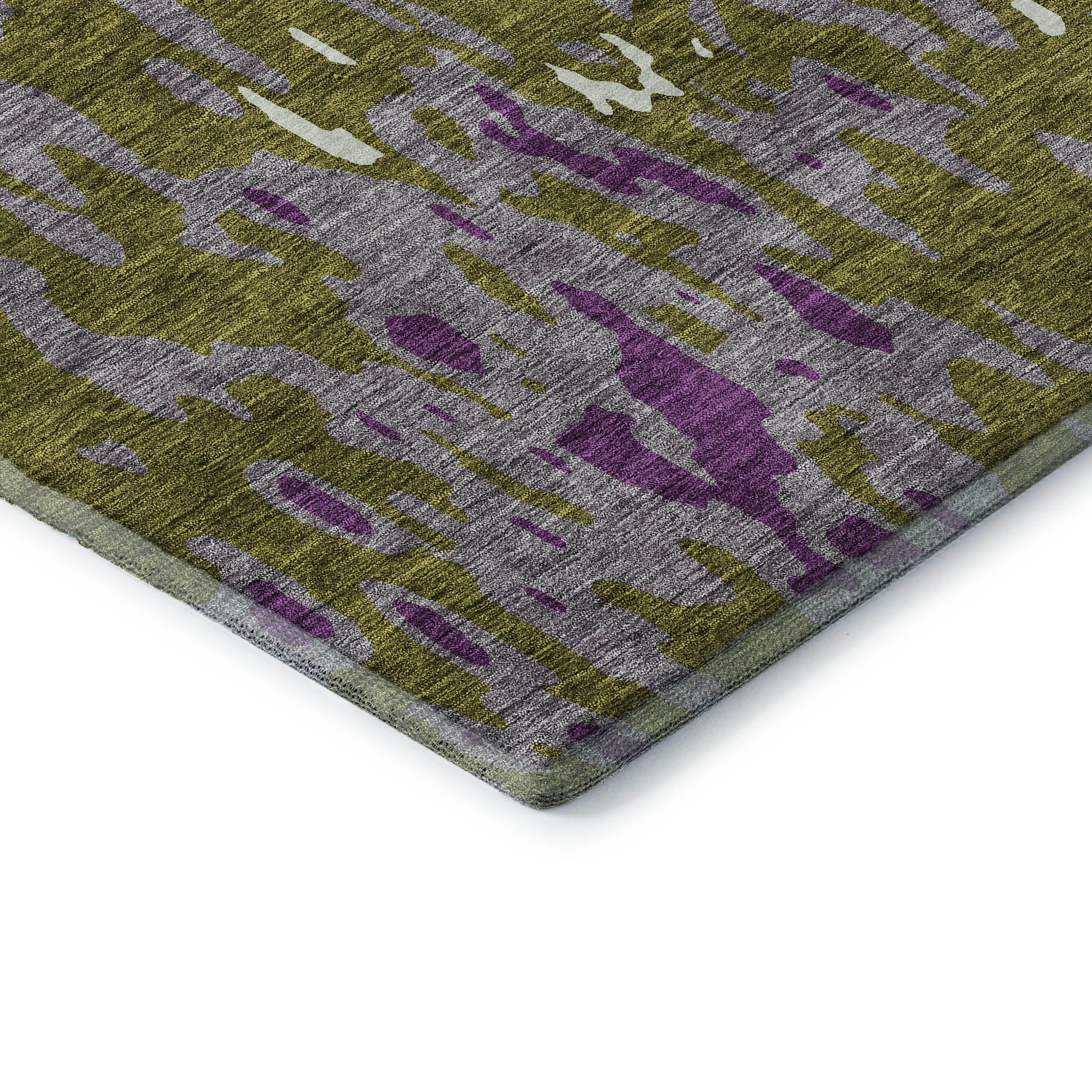 Seoul Machine Washable Transitional Olive Green Rug 1'8" x 2'6" #shape_Rectangle