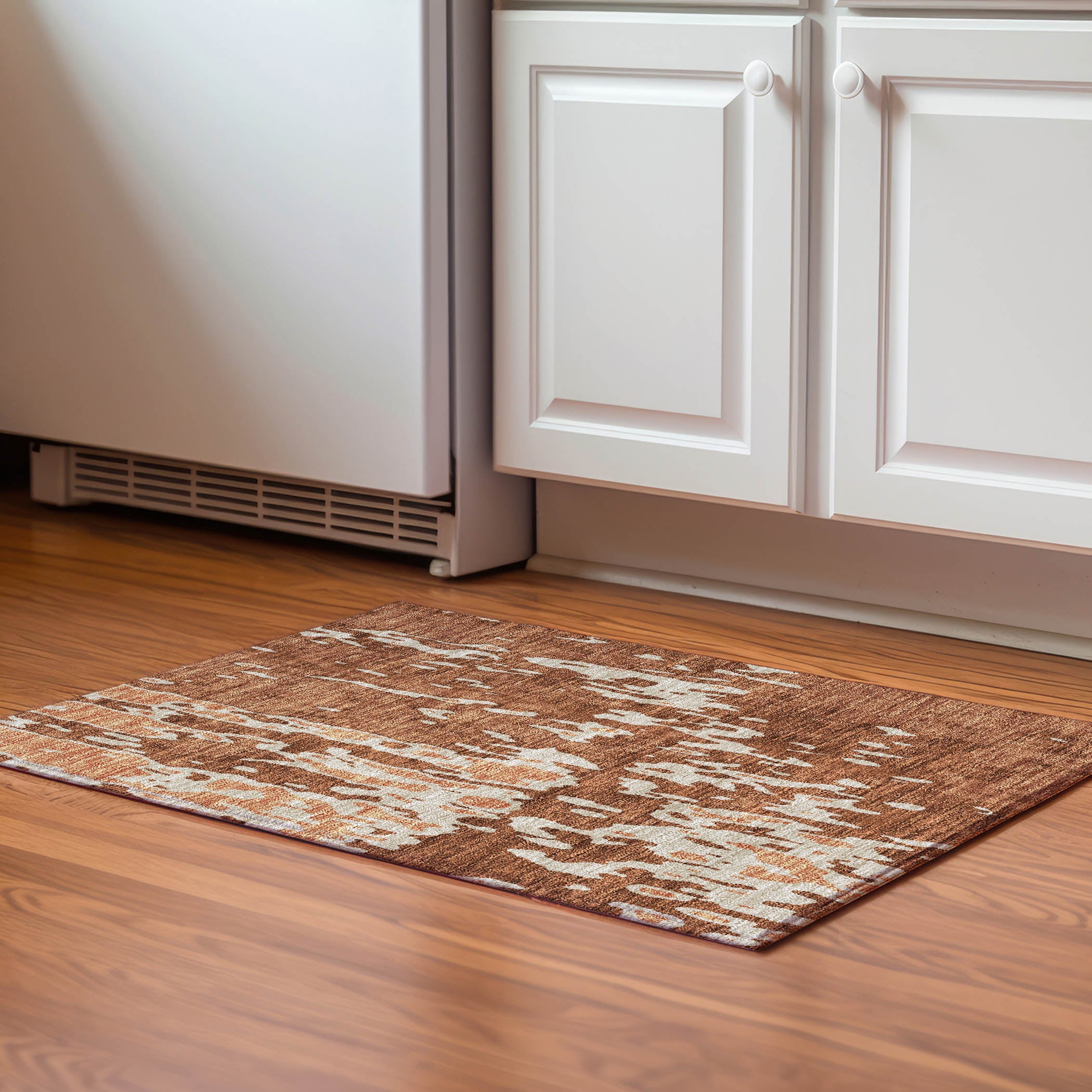 Seoul Machine Washable Transitional Paprika Orange Rug 1'8" x 2'6" #shape_Rectangle