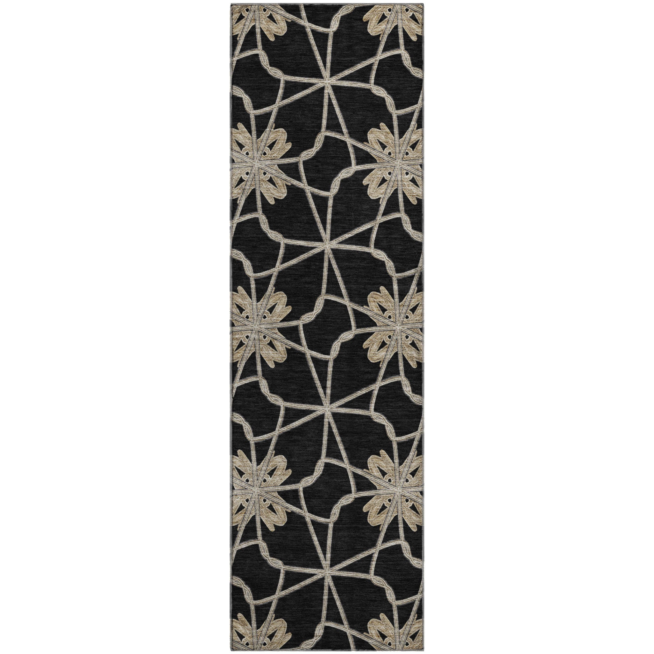 Salzburg Machine Washable Transitional Black Rug 2'3" x 7'6" #shape_Runner
