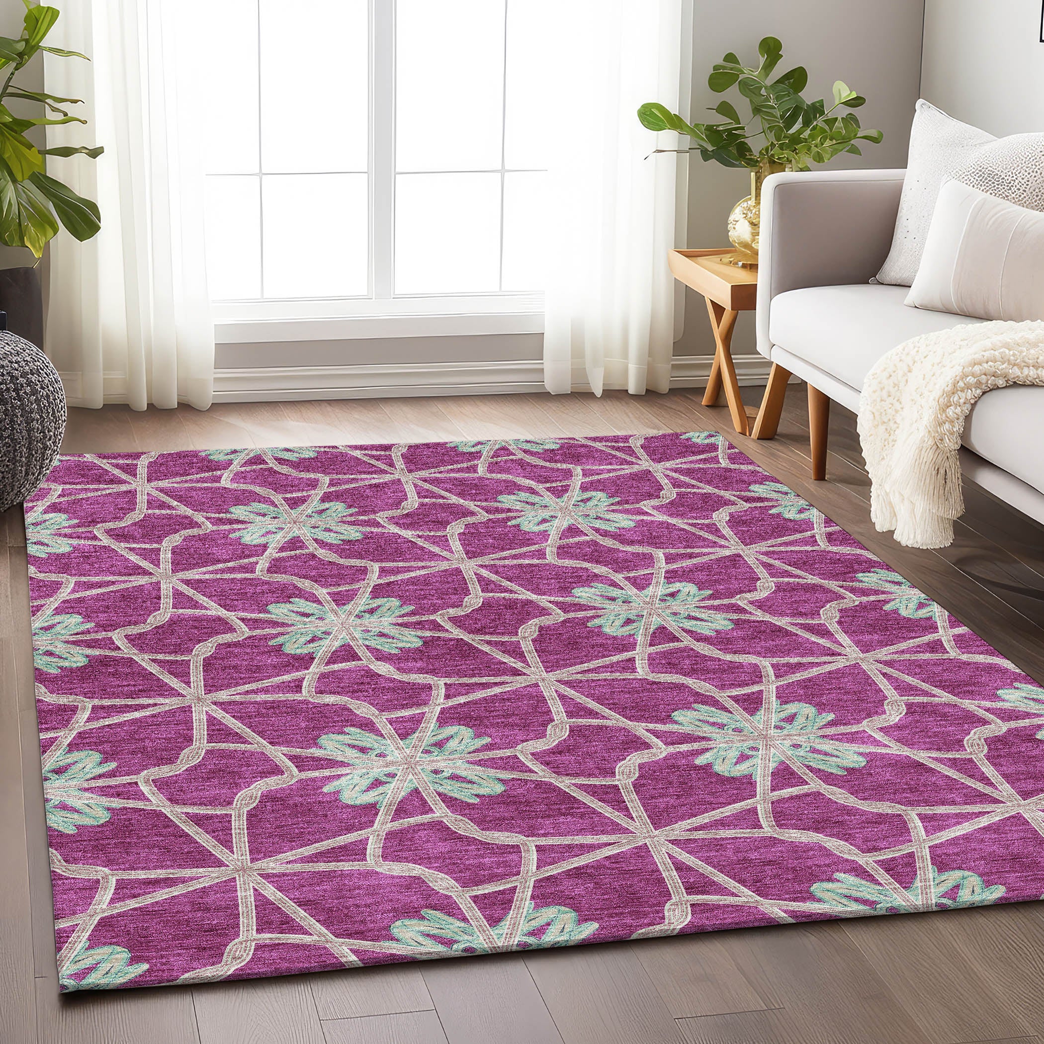 Salzburg Machine Washable Transitional Blush Pink Rug 2'6" x 3'10" #shape_Rectangle