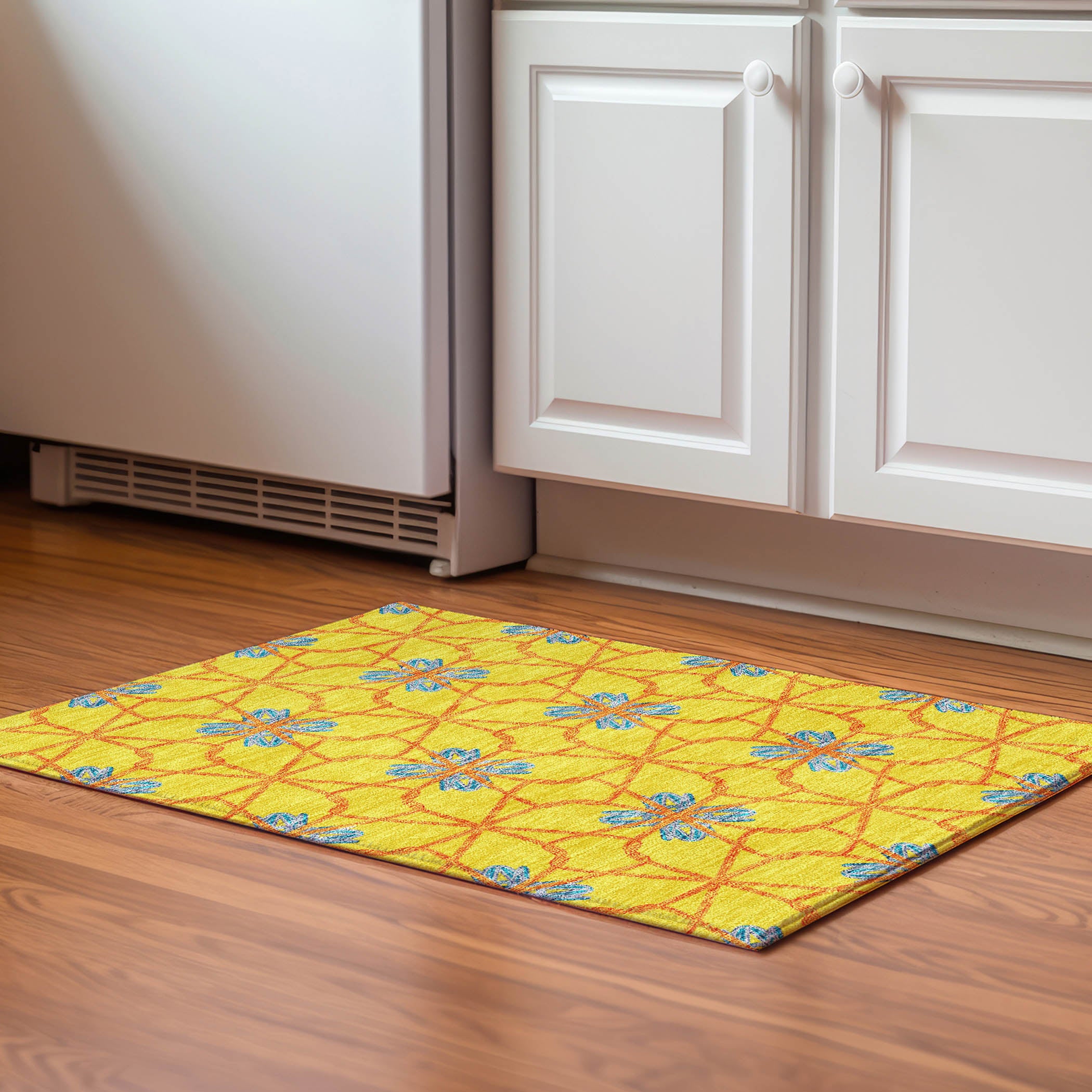Salzburg Machine Washable Transitional Yellow Gold Rug 1'8" x 2'6" #shape_Rectangle