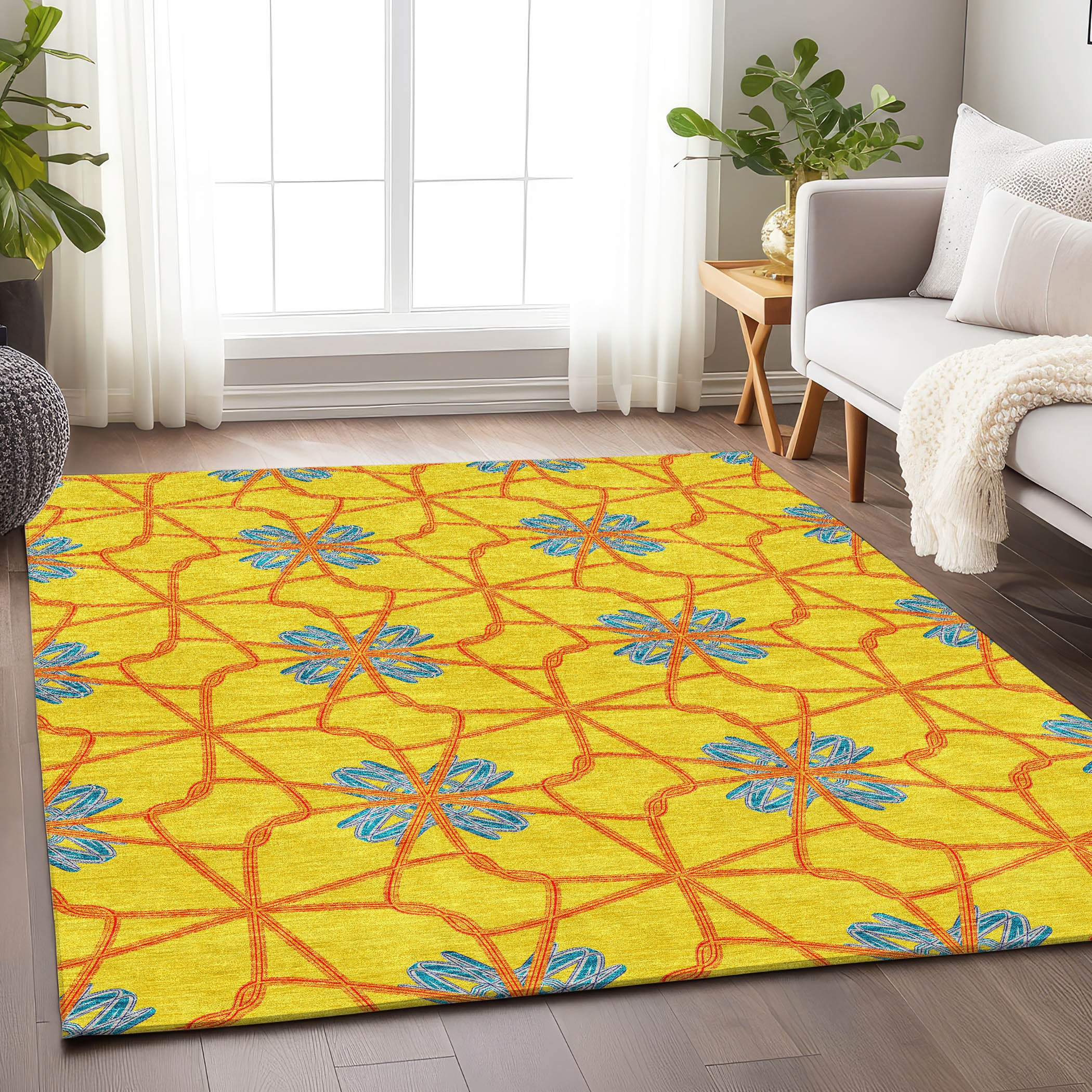 Salzburg Machine Washable Transitional Yellow Gold Rug 2'6" x 3'10" #shape_Rectangle