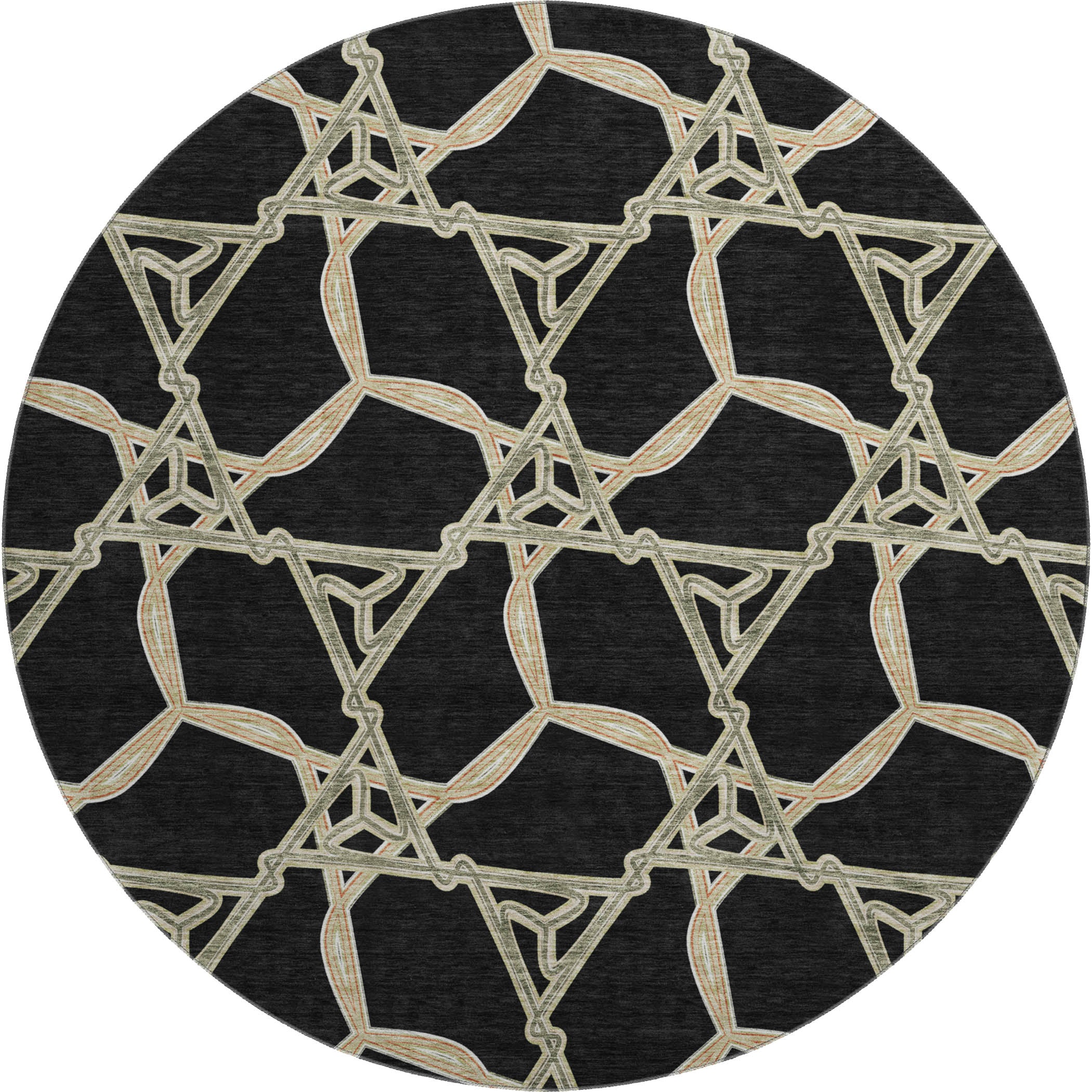 Cusco Machine Washable Transitional Black Rug 8' x 8' #shape_Round