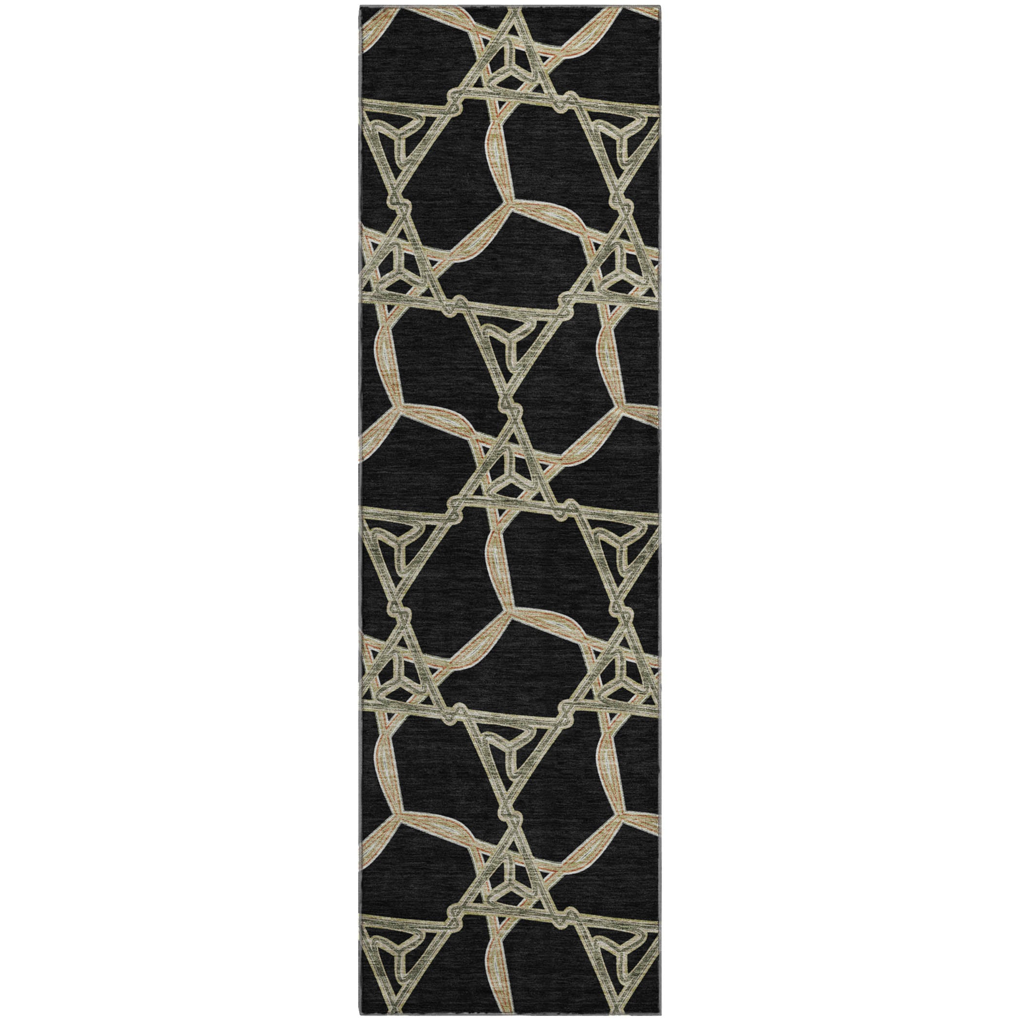 Cusco Machine Washable Transitional Black Rug 2'3" x 7'6" #shape_Runner