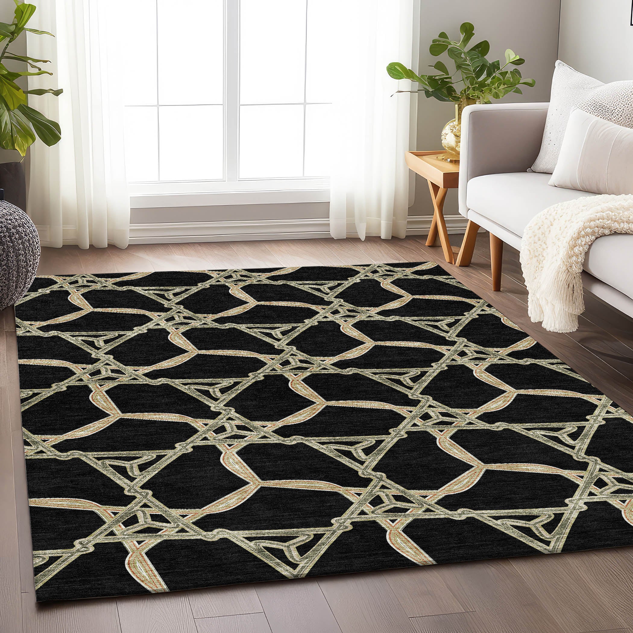 Cusco Machine Washable Transitional Black Rug 2'6" x 3'10" #shape_Rectangle