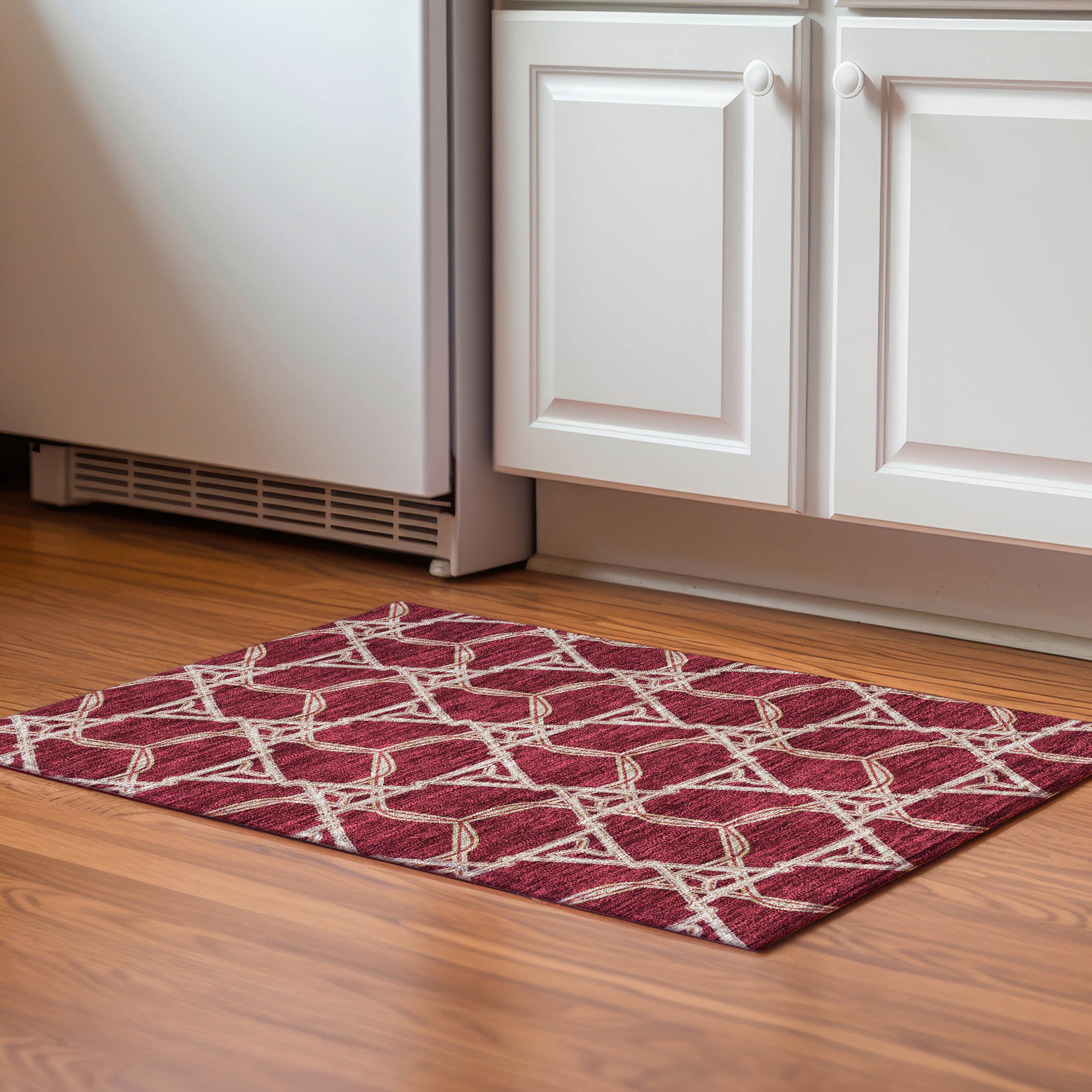 Cusco Machine Washable Transitional Burgundy Red Rug 1'8" x 2'6" #shape_Rectangle