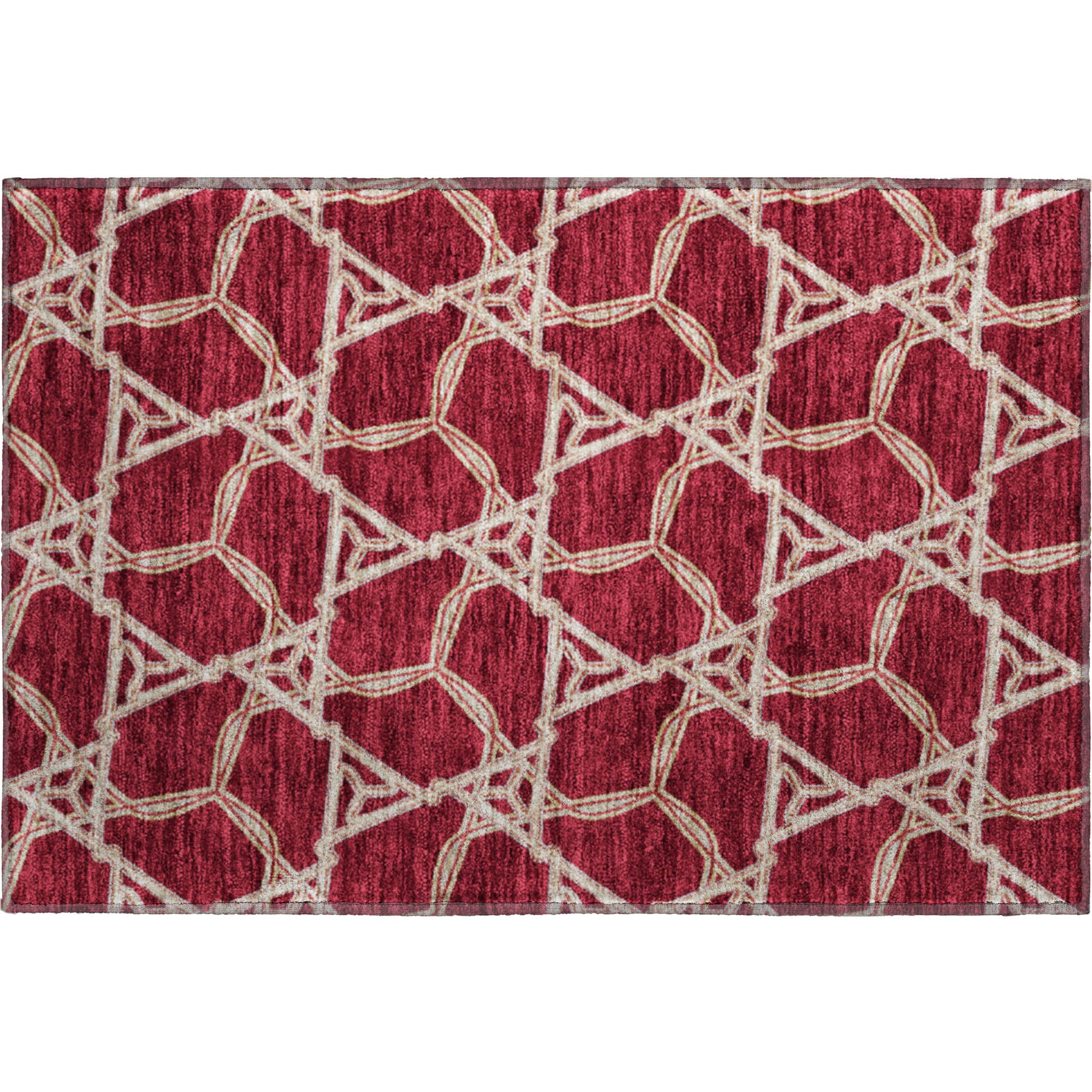 Cusco Machine Washable Transitional Burgundy Red Rug 1'8" x 2'6" #shape_Rectangle