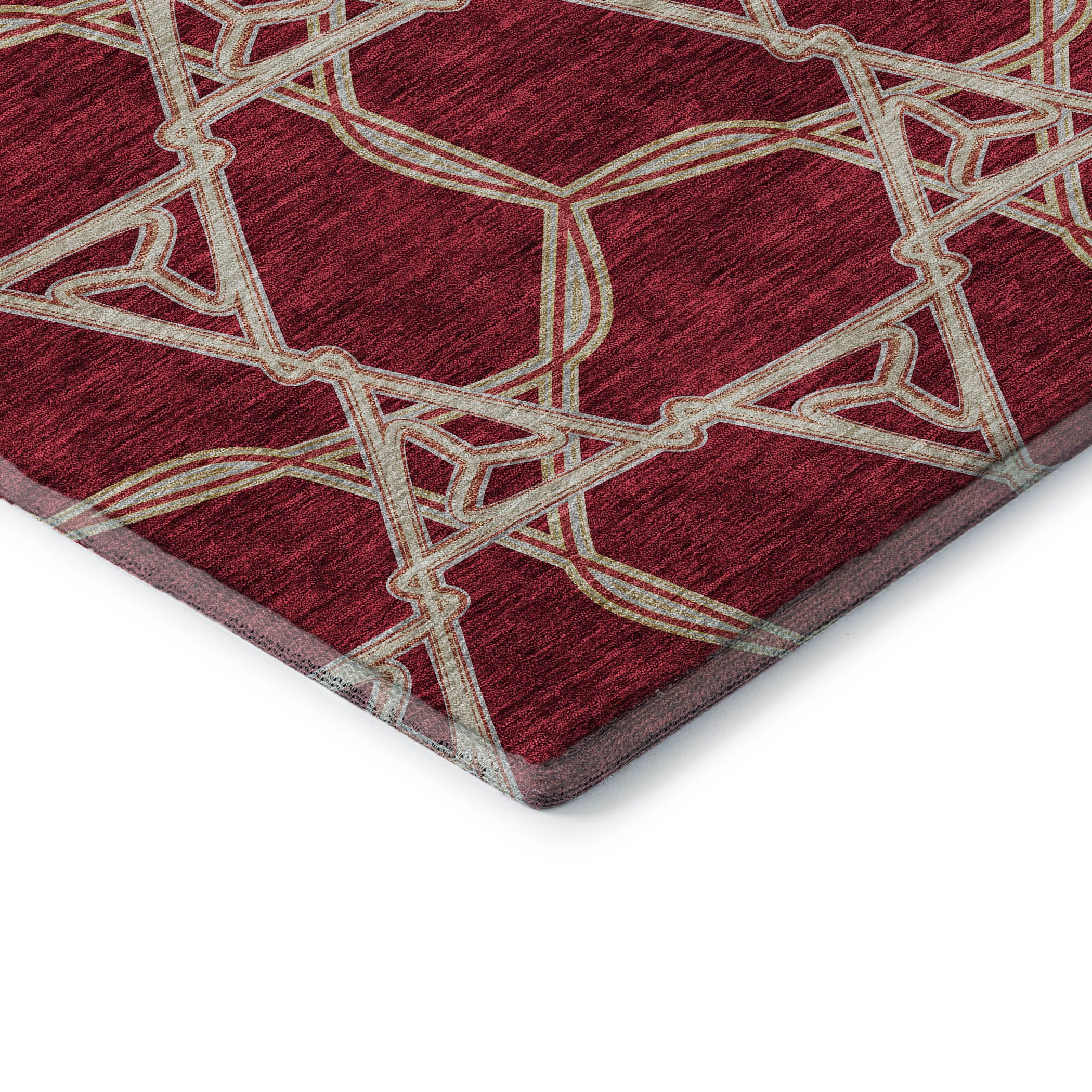 Cusco Machine Washable Transitional Burgundy Red Rug 1'8" x 2'6" #shape_Rectangle