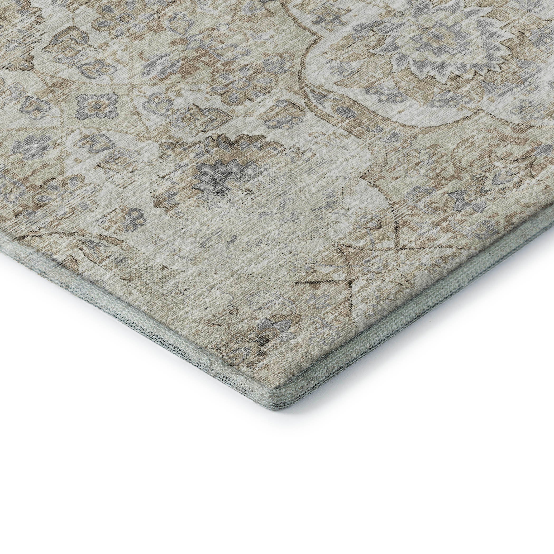 Split Machine Washable Traditional Linen Neutral Rug 1'8" x 2'6" #shape_Rectangle