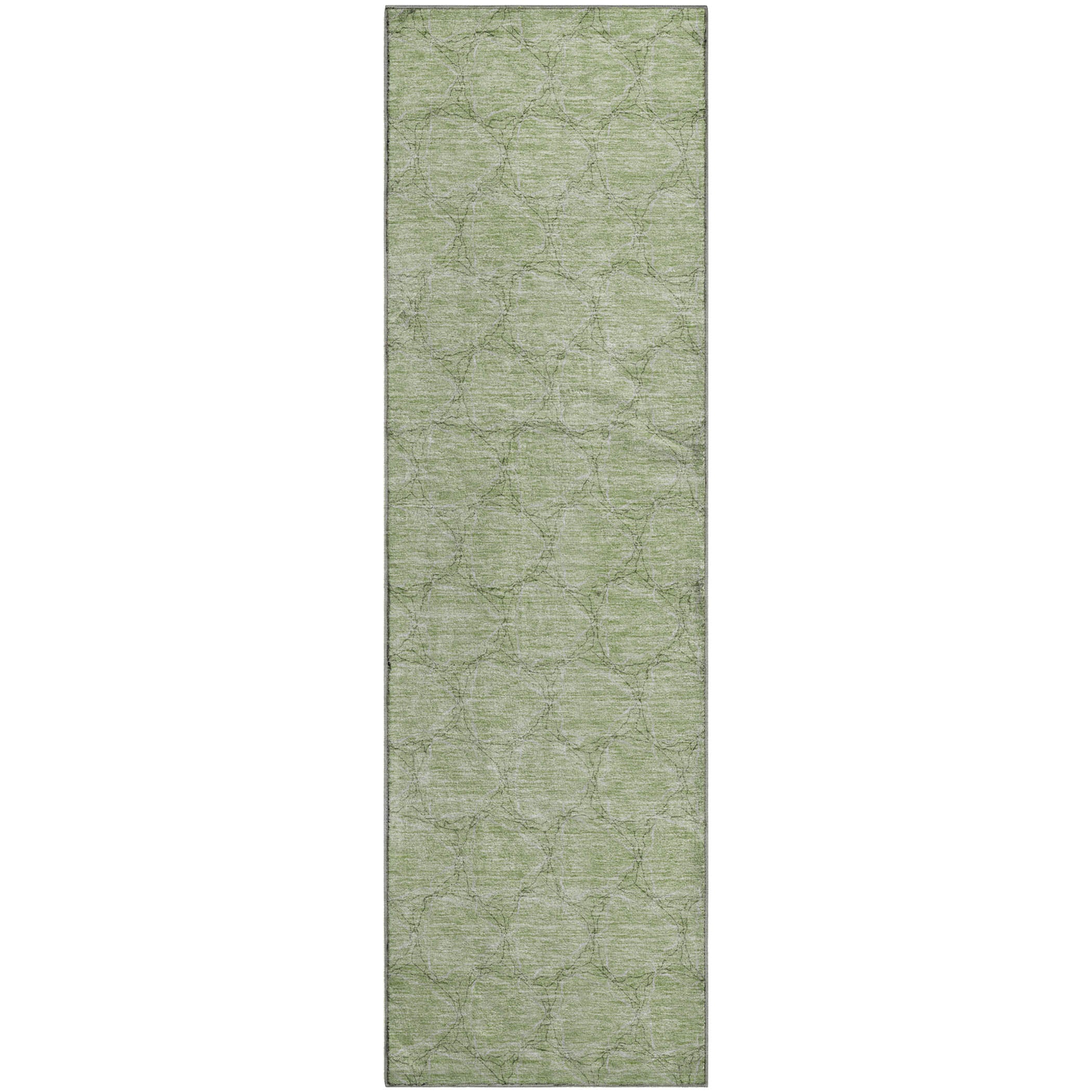 Bergen Machine Washable Transitional Aloe Green Rug 2'3" x 7'6" #shape_Runner