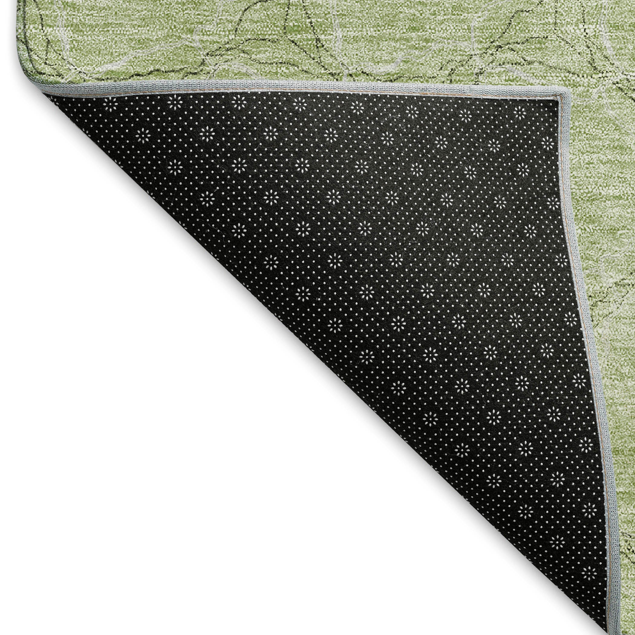 Bergen Machine Washable Transitional Aloe Green Rug 1'8" x 2'6" #shape_Rectangle