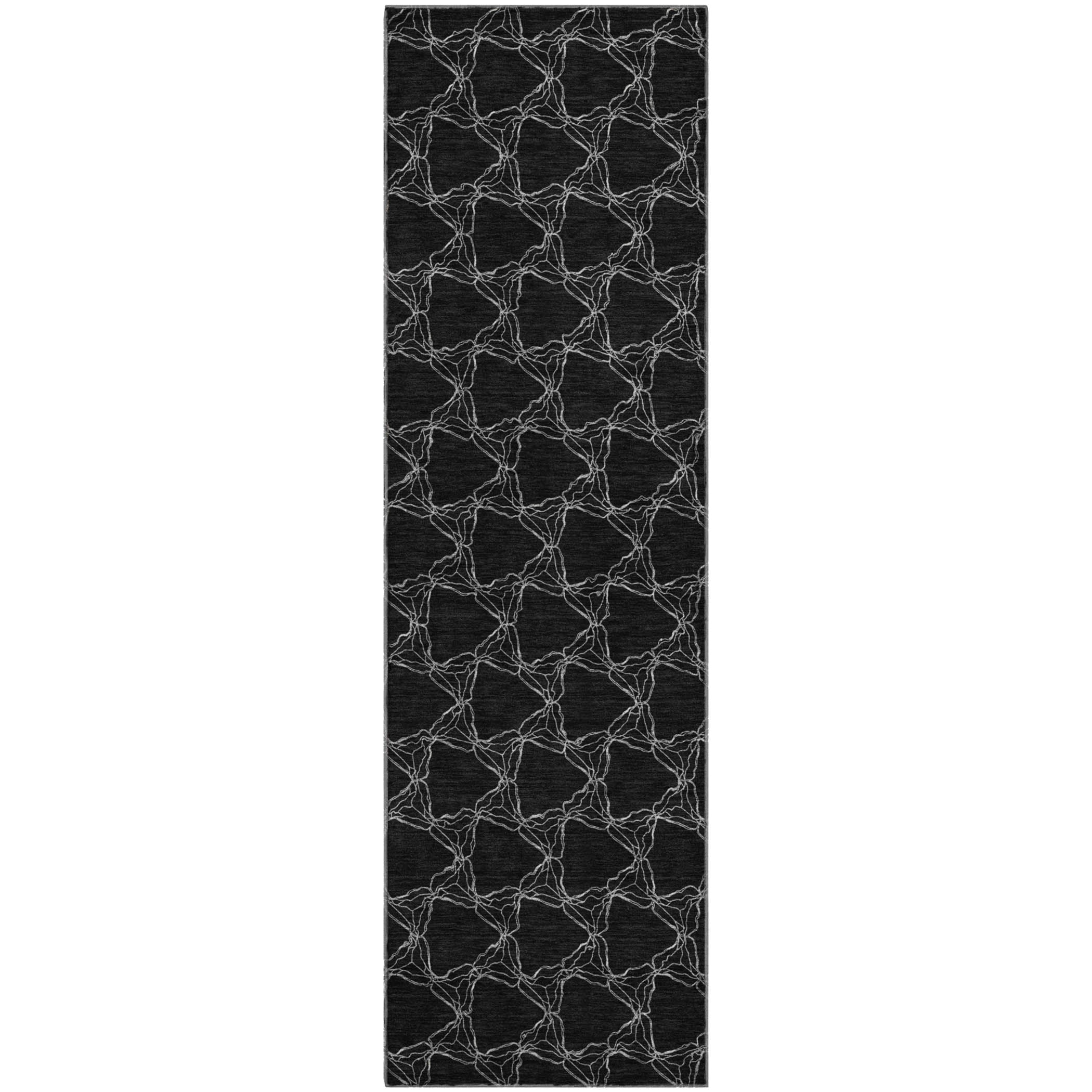 Bergen Machine Washable Transitional Black Rug 2'3" x 7'6" #shape_Runner