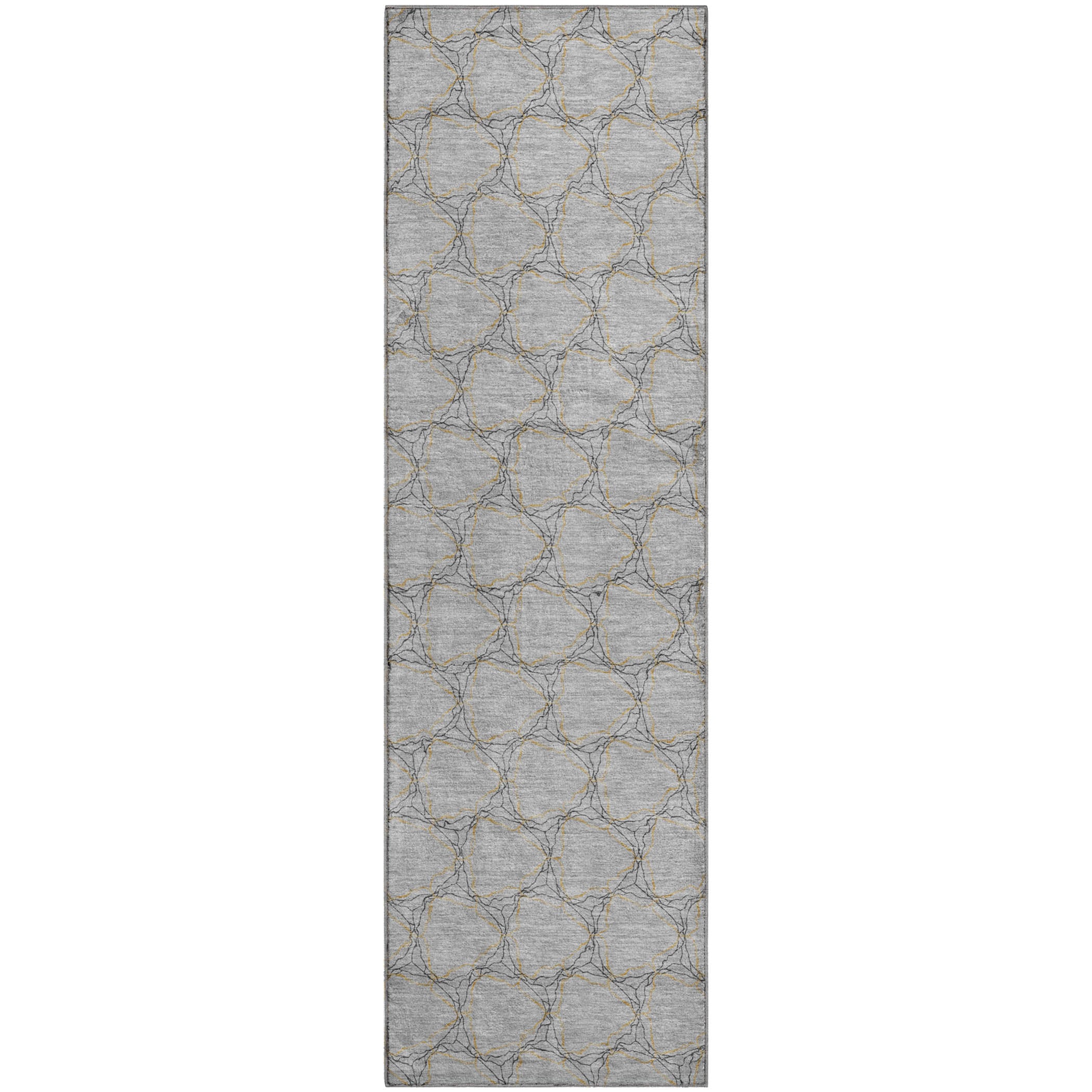 Bergen Machine Washable Transitional Gray Rug 2'3" x 7'6" #shape_Runner
