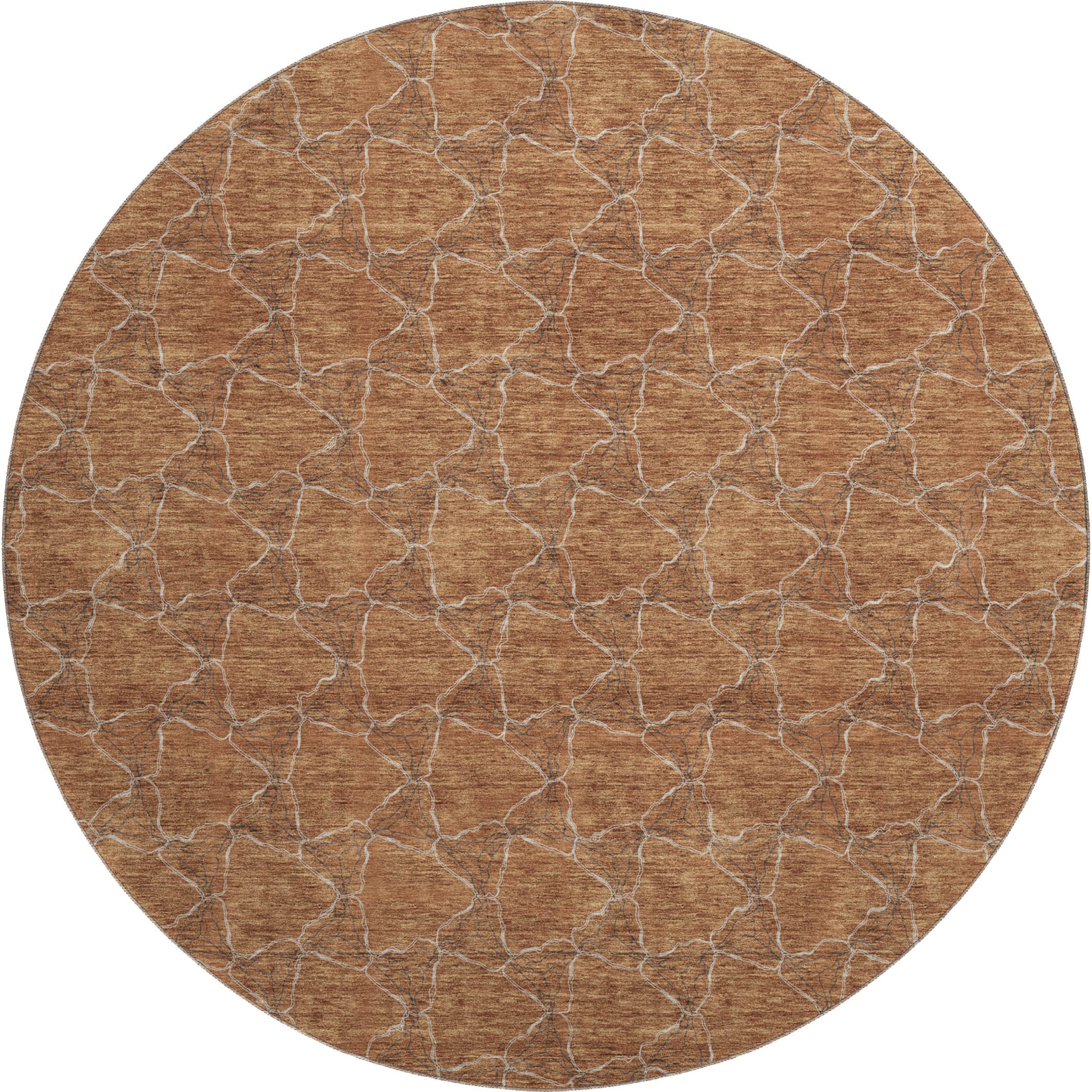 Bergen Machine Washable Transitional Paprika Orange Rug 8' x 8' #shape_Round