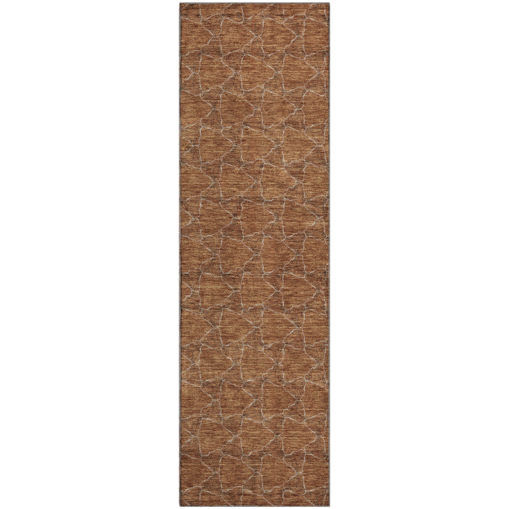 Bergen Machine Washable Transitional Paprika Orange Rug 2'3" x 7'6" #shape_Runner