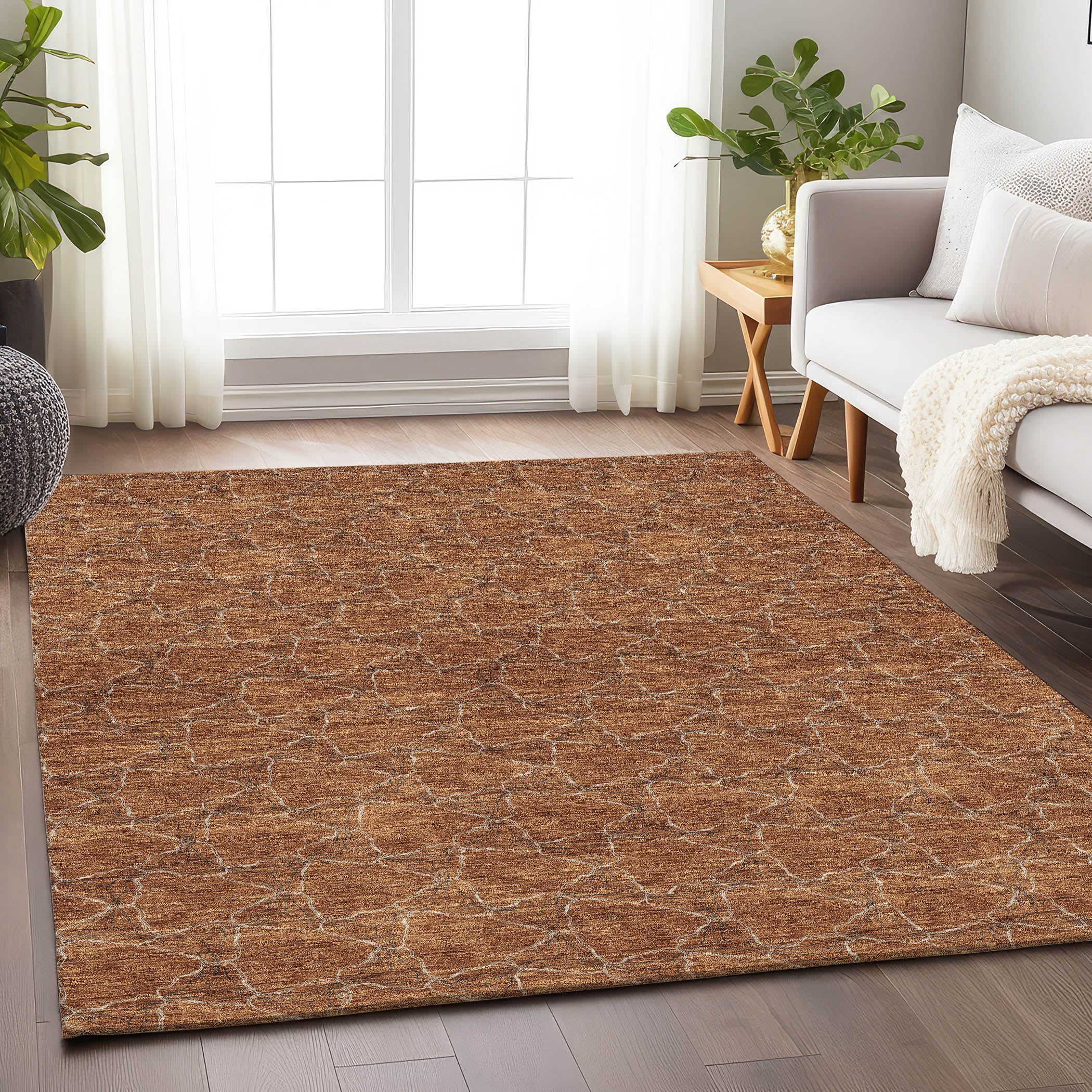 Bergen Machine Washable Transitional Paprika Orange Rug 2'6" x 3'10" #shape_Rectangle