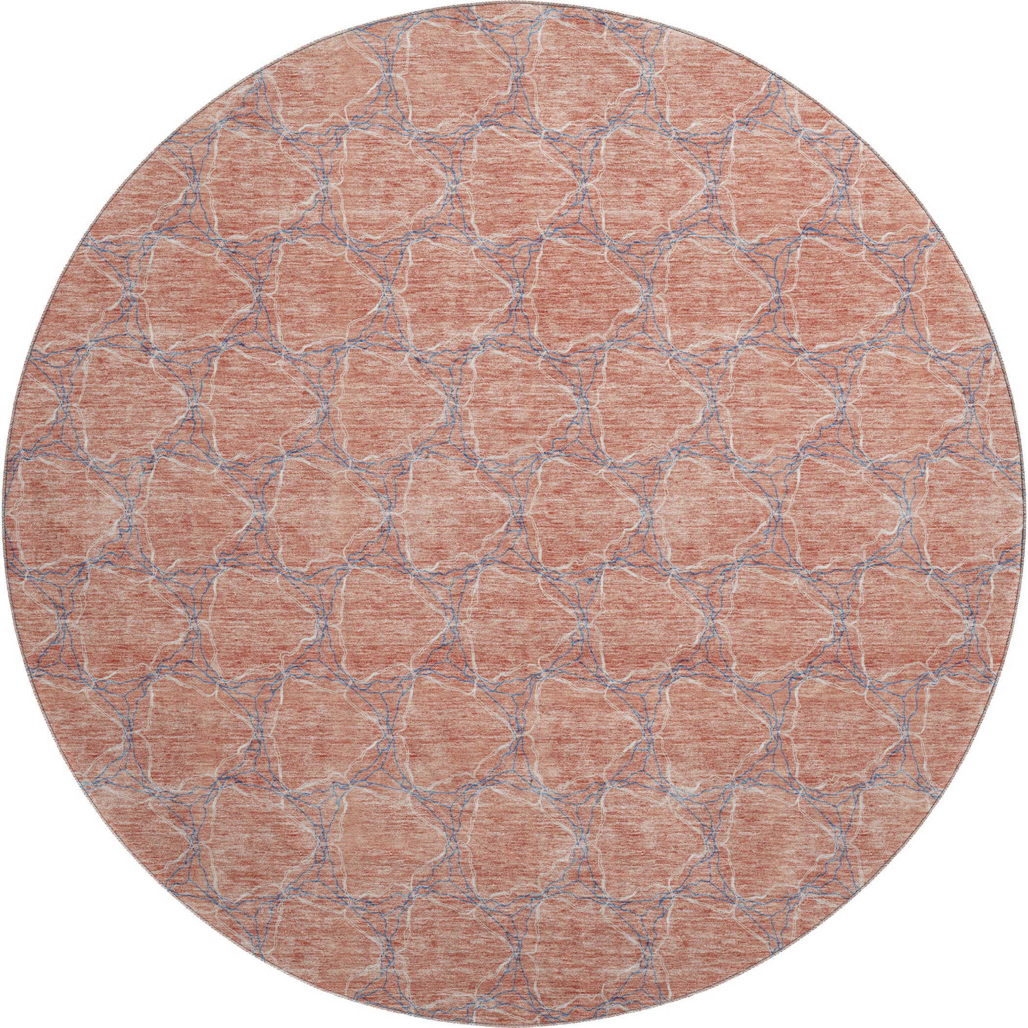 Bergen Machine Washable Transitional Salmon Orange Rug 8' x 8' #shape_Round