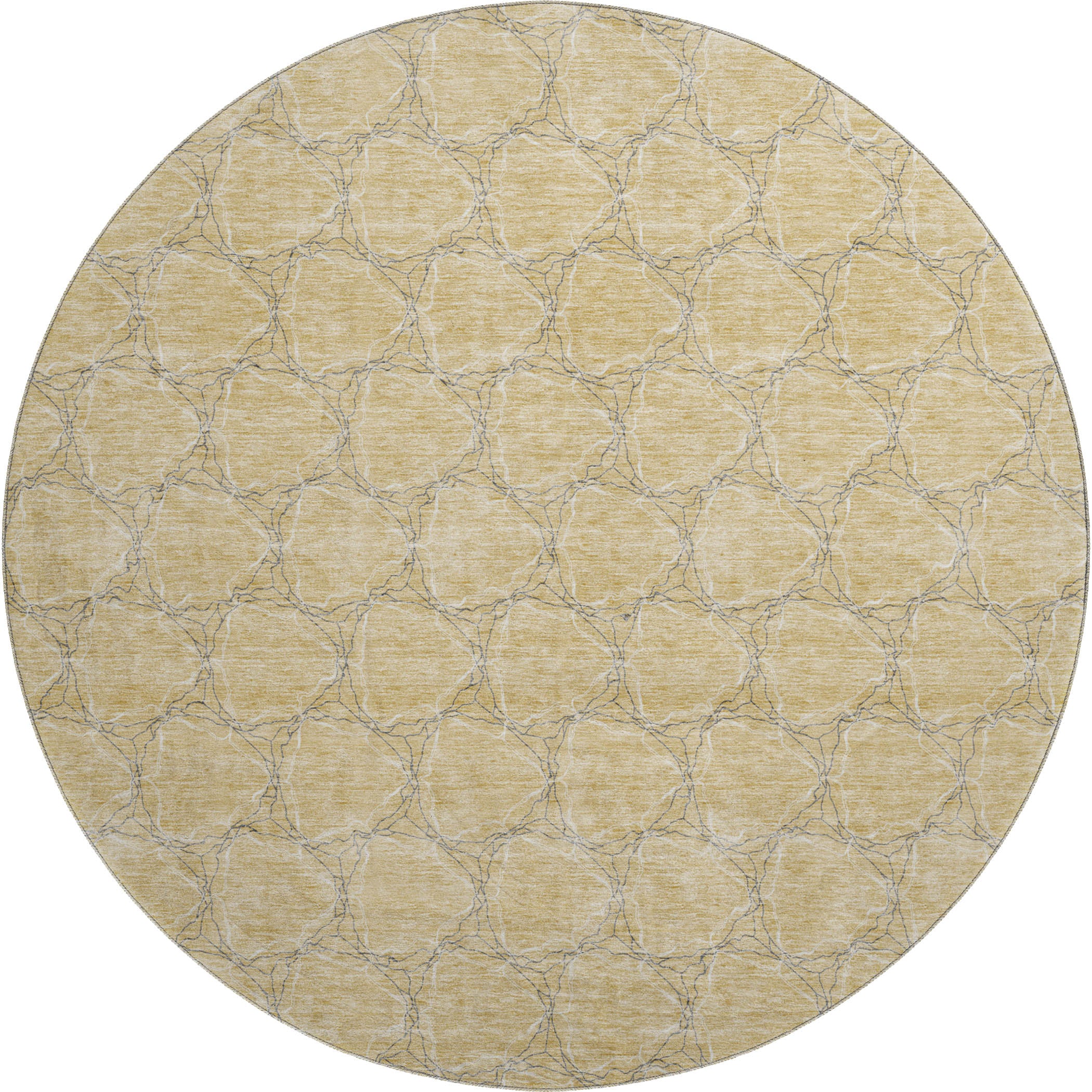 Bergen Machine Washable Transitional Wheat Gold Rug 8' x 8' #shape_Round